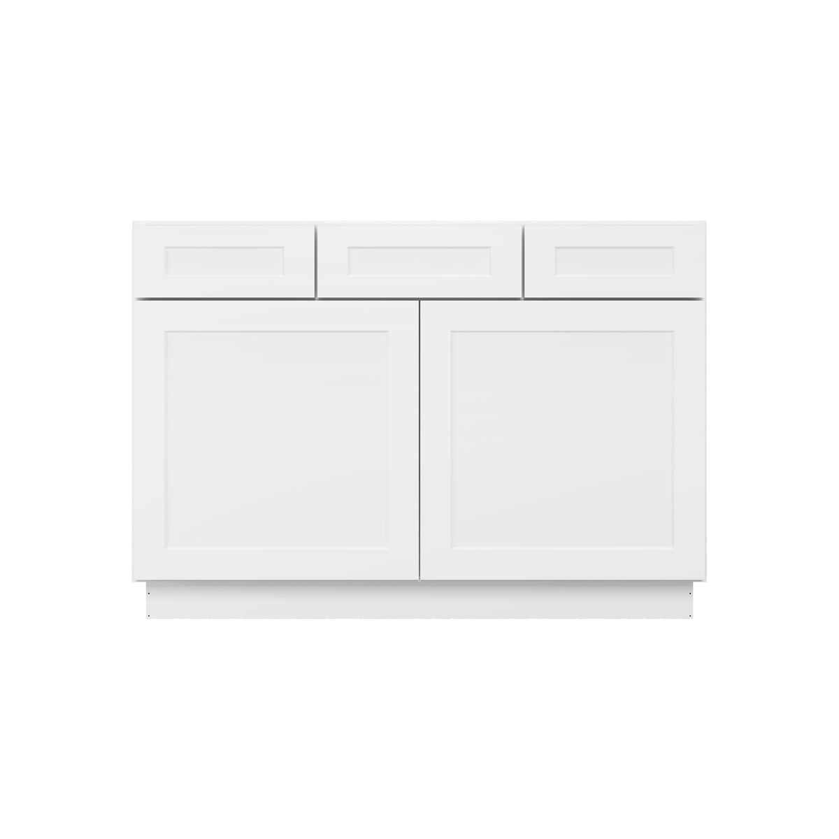 Camlock 2-Drawer 48 in. W x 21 in. D x 34.5 in. H Ready to Assemble Bath Vanity Cabinet without Top in Shaker White
