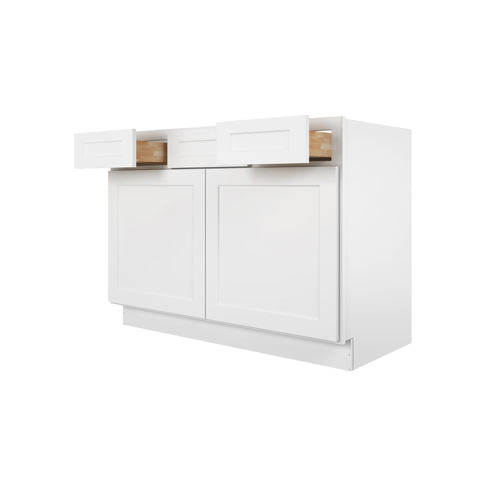 Camlock 2-Drawer 48 in. W x 21 in. D x 34.5 in. H Ready to Assemble Bath Vanity Cabinet without Top in Shaker White