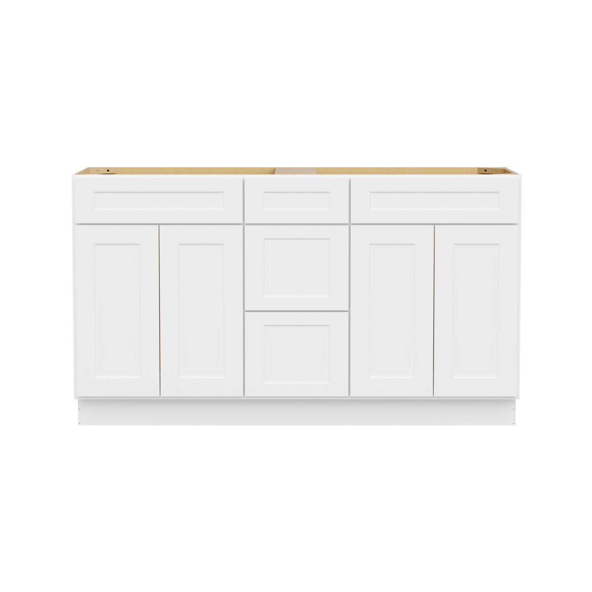 Easy-DIY Combo Bases - One Drawer Stack 60 in. W x 21 in. D x 34.5 in. H Bath Vanity Cabinet without Top in Shaker White
