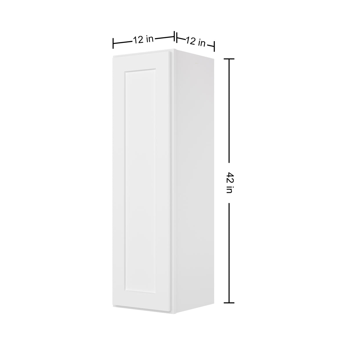 Easy-DIY 12-in W x 12-in D x 42-in H in Shaker White Ready to Assemble Wall Kitchen Cabinet 1 Door-3 Shelves