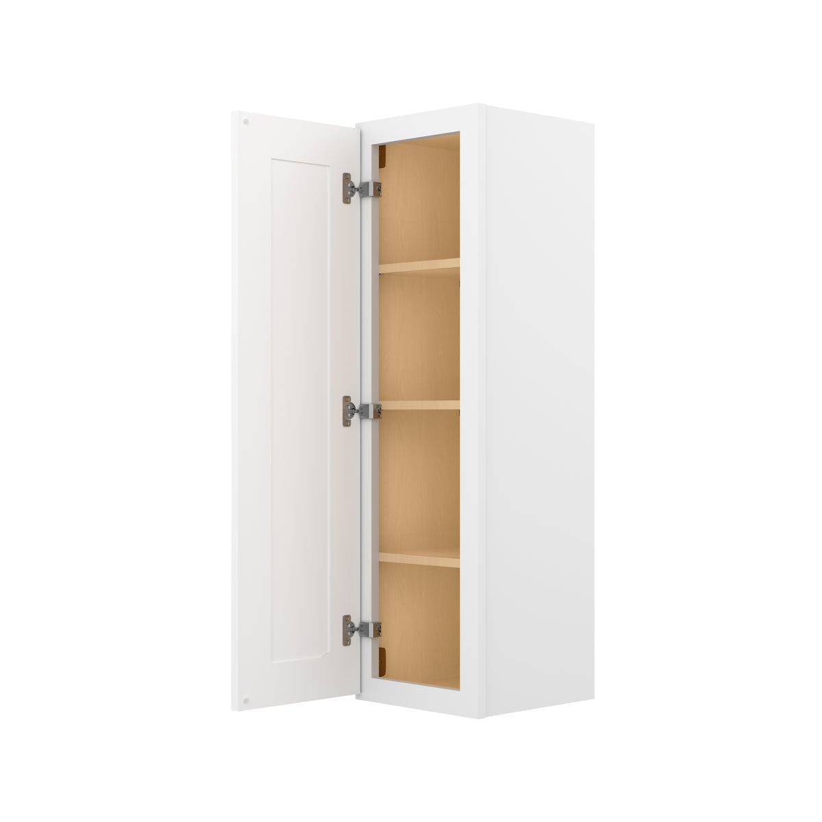 Easy-DIY 12-in W x 12-in D x 42-in H in Shaker White Ready to Assemble Wall Kitchen Cabinet 1 Door-3 Shelves