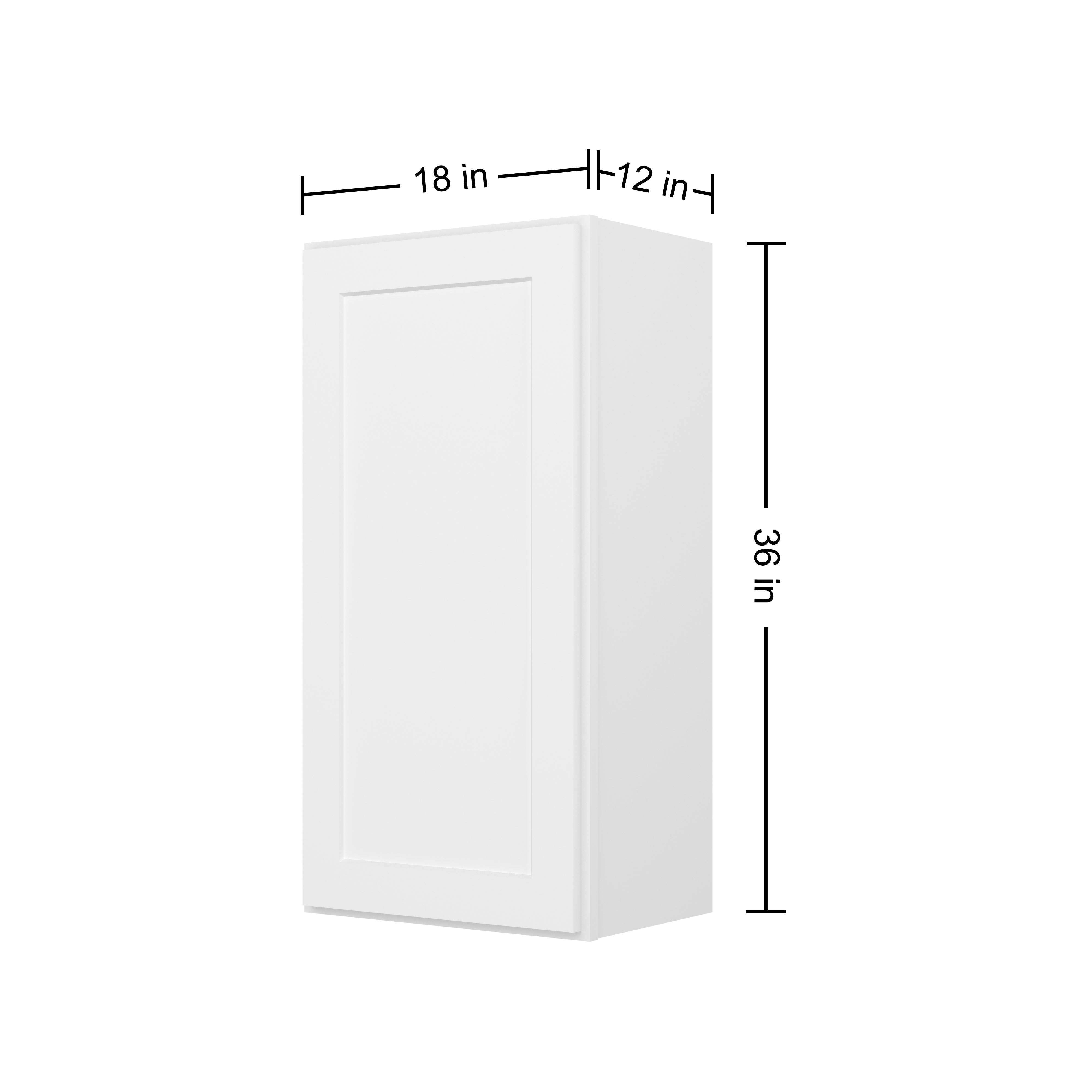 HOMLUX Easy-DIY 21-in W x 12-in D x 42-in H in Shaker White Ready to Assemble Wall Kitchen Cabinet 1 Door-3 Shelves
