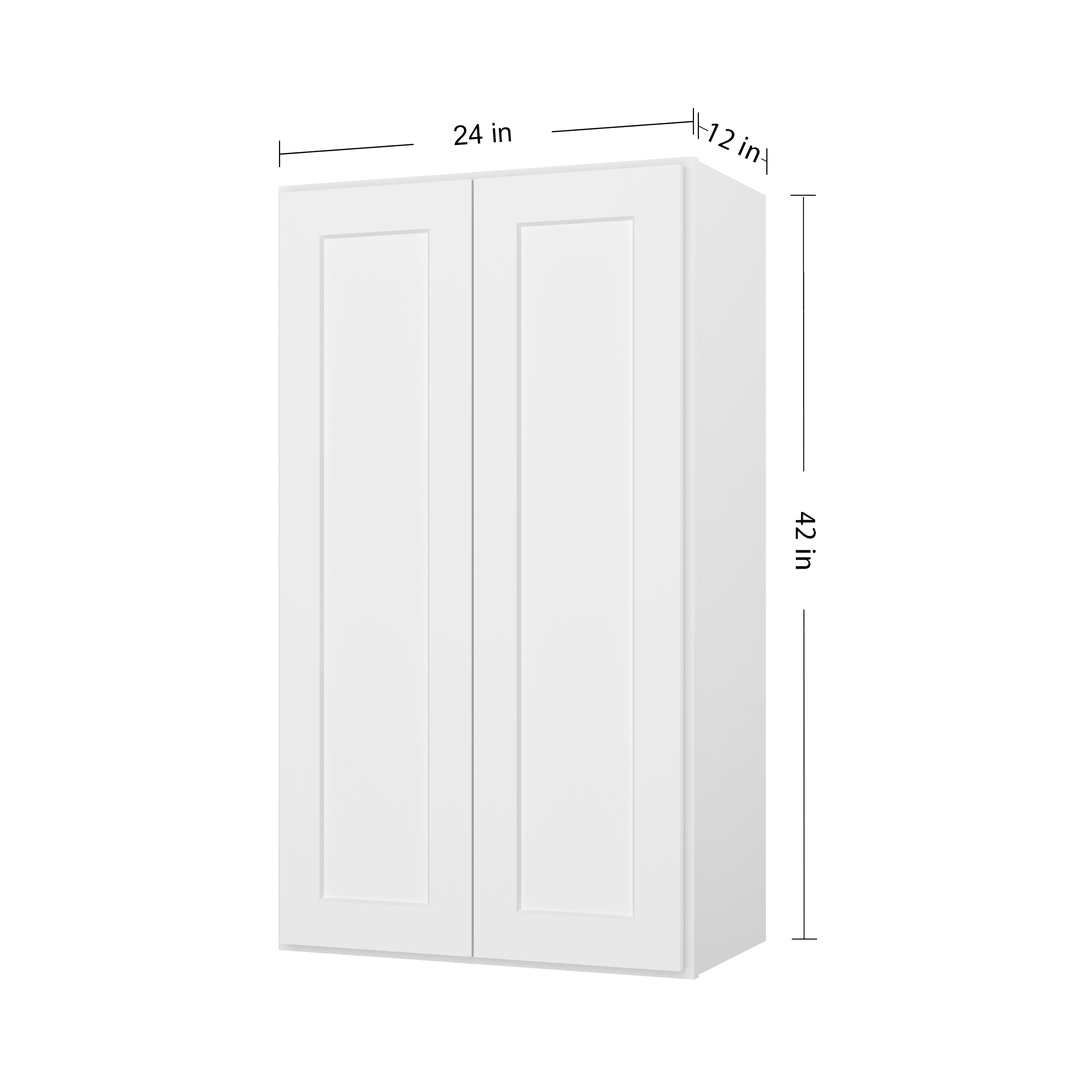 Easy-DIY 24-in W x 12-in D x 42-in H in Shaker White Ready to Assemble Wall Kitchen Cabinet