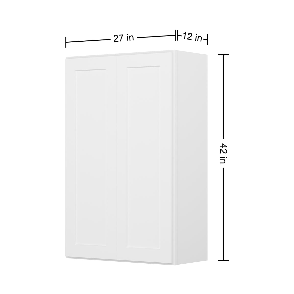 Easy-DIY 27-in W x 12-in D x 42-in H in Shaker White Ready to Assemble Wall Kitchen Cabinet 2 Door-3 Shelves