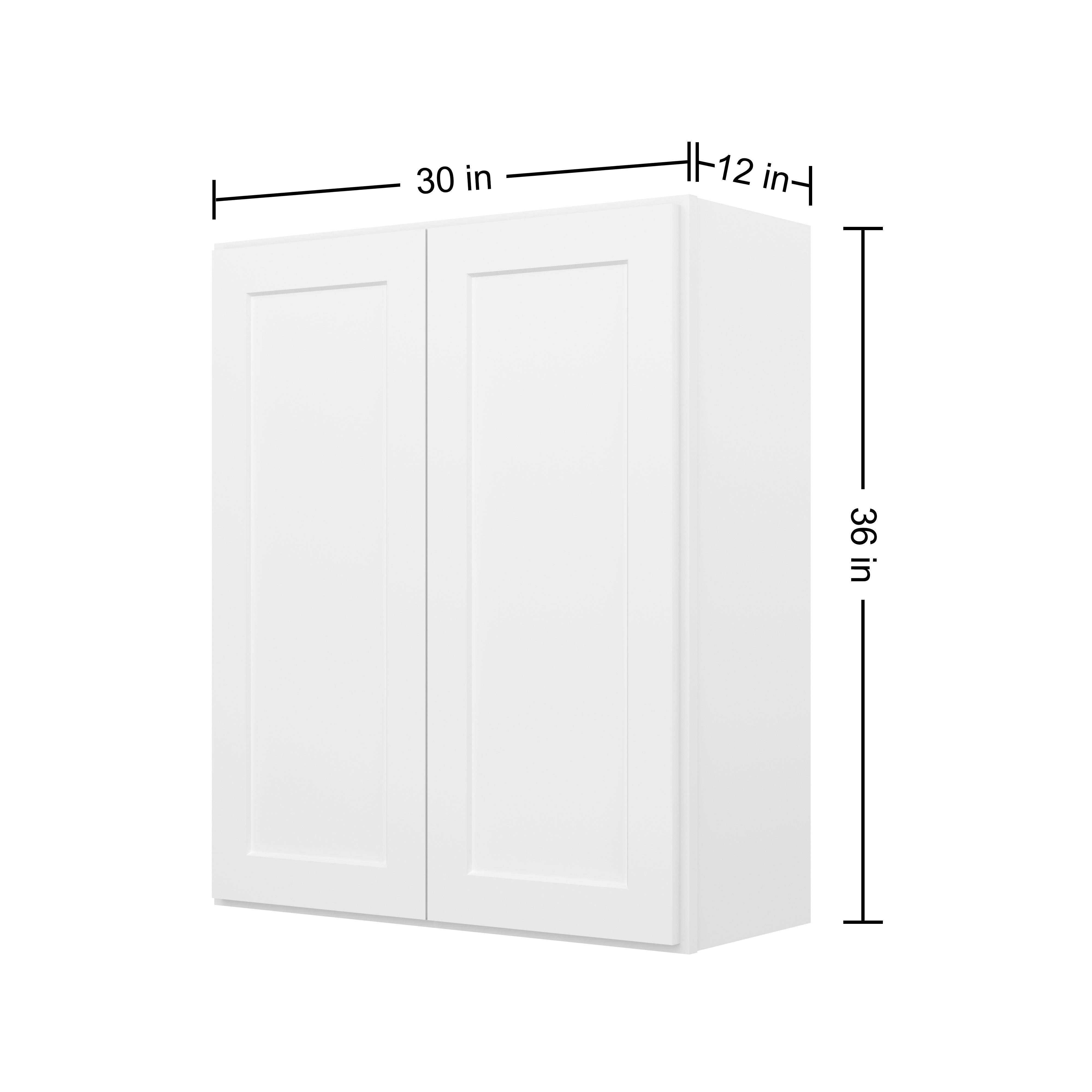 HOMLUX Easy-DIY 33-in W x 12-in D x 42-in H in Shaker White Ready to Assemble Wall  Kitchen Cabinet 2 Door-3 Shelves