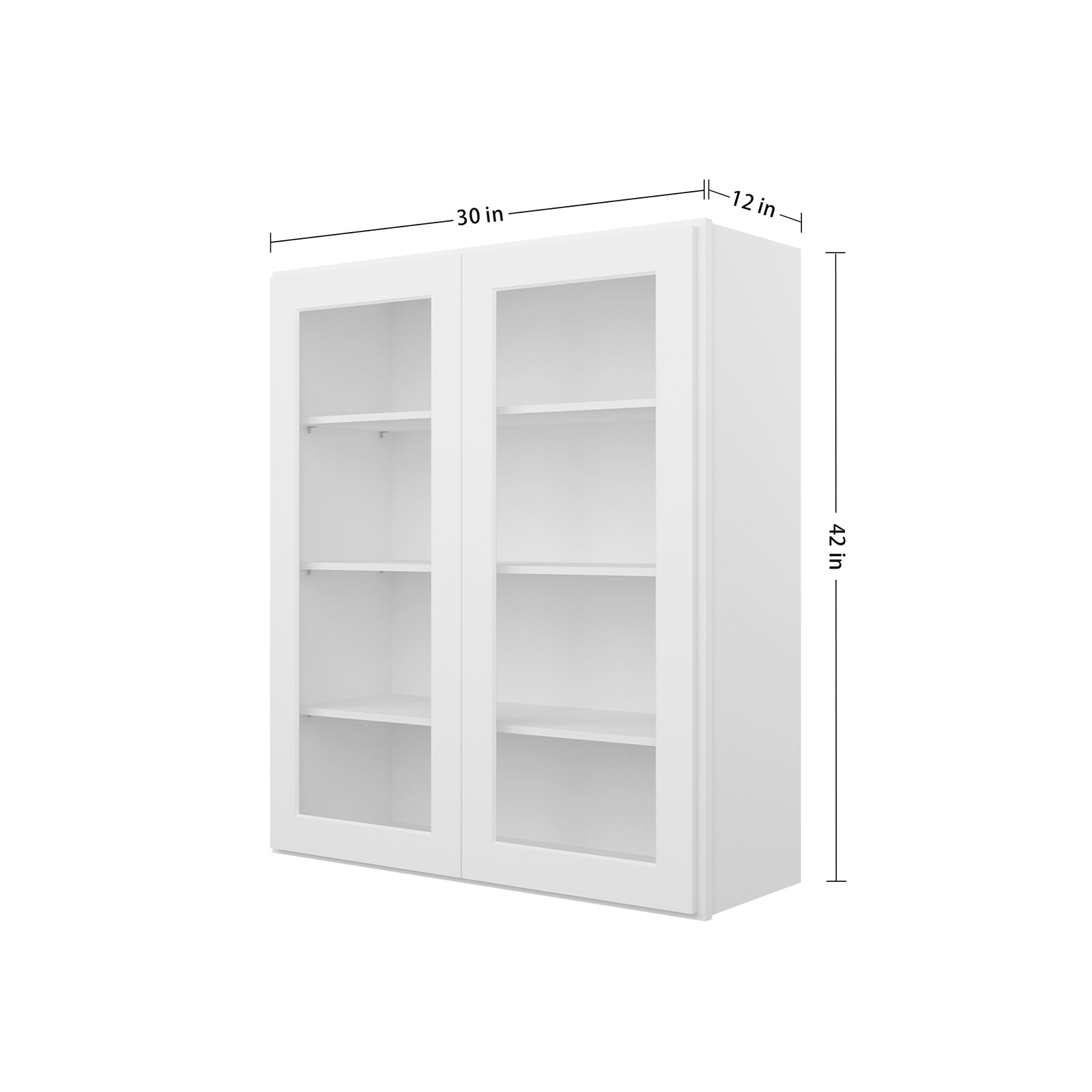 HOMLUX Easy DIY  30-in W x 12-in D x 42-in H in Royal White Plywood Ready to Assemble Wall Kitchen Cabinet Glass NOT included