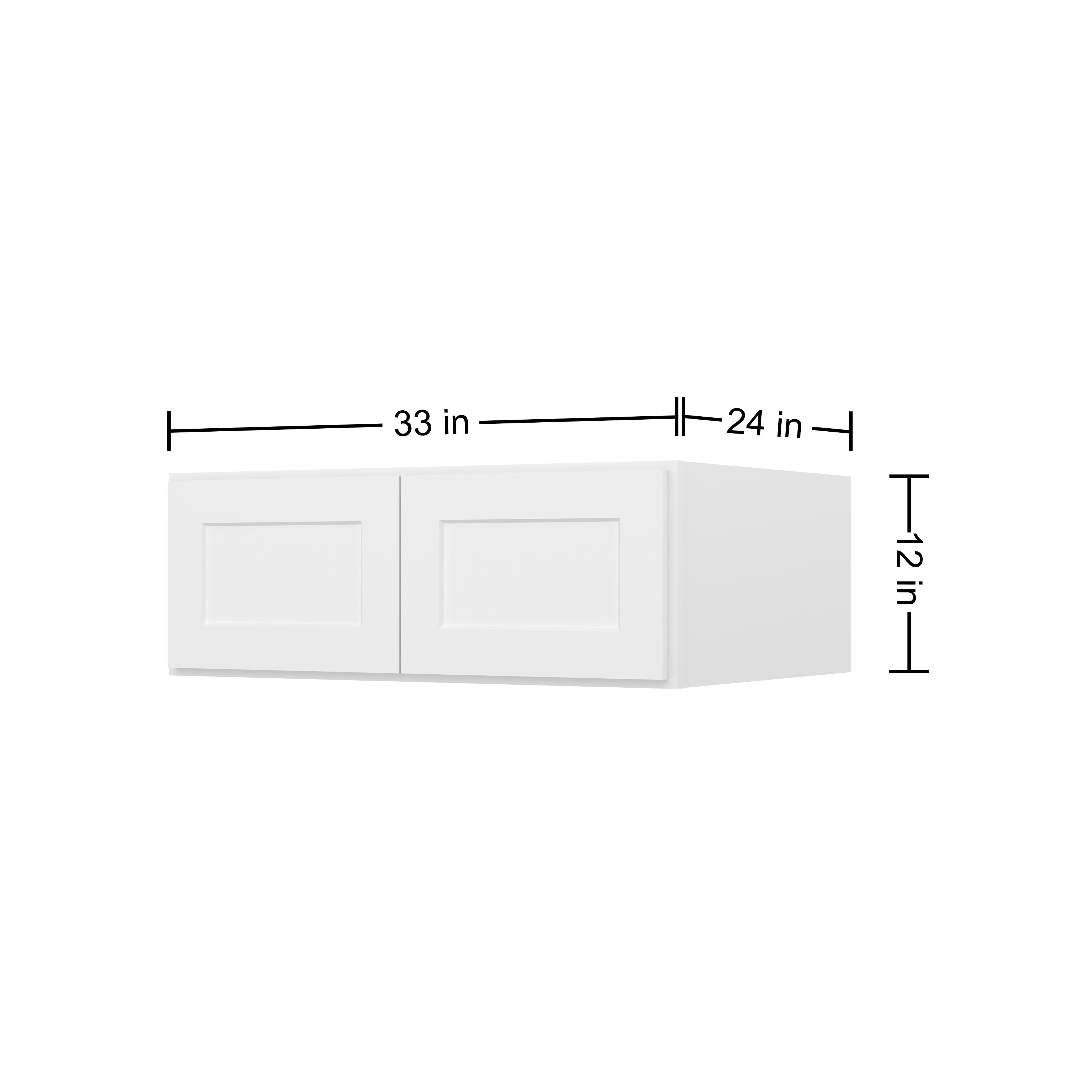 HOMLUX Easy-DIY 33-in W x 24-in D x 24-in H in Shaker White Ready to Assemble Wall Refrigerator Kitchen Cabinet with 2 Doors
