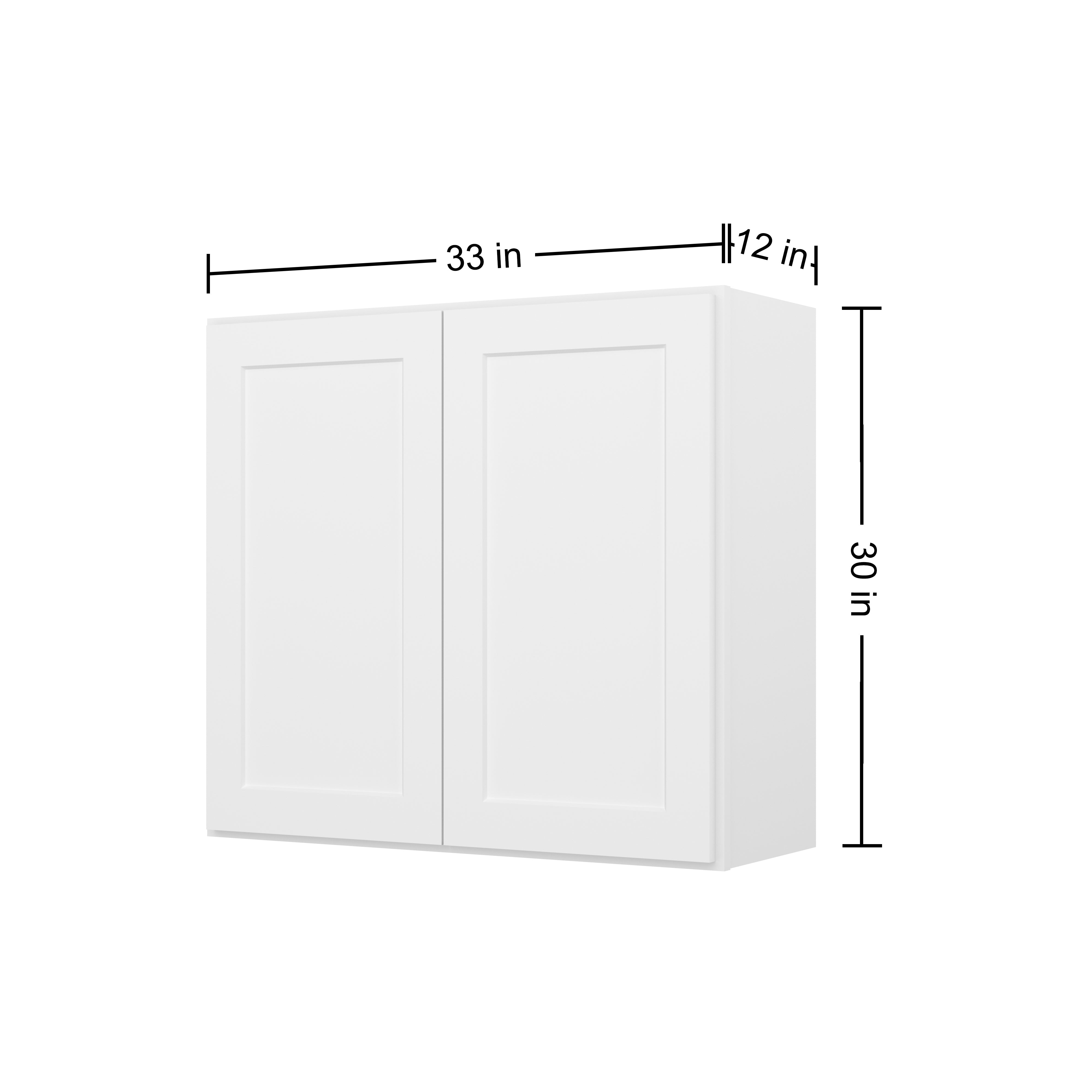 HOMLUX Easy-DIY 33-in W x 12-in D x 42-in H in Shaker White Ready to Assemble Wall  Kitchen Cabinet 2 Door-3 Shelves