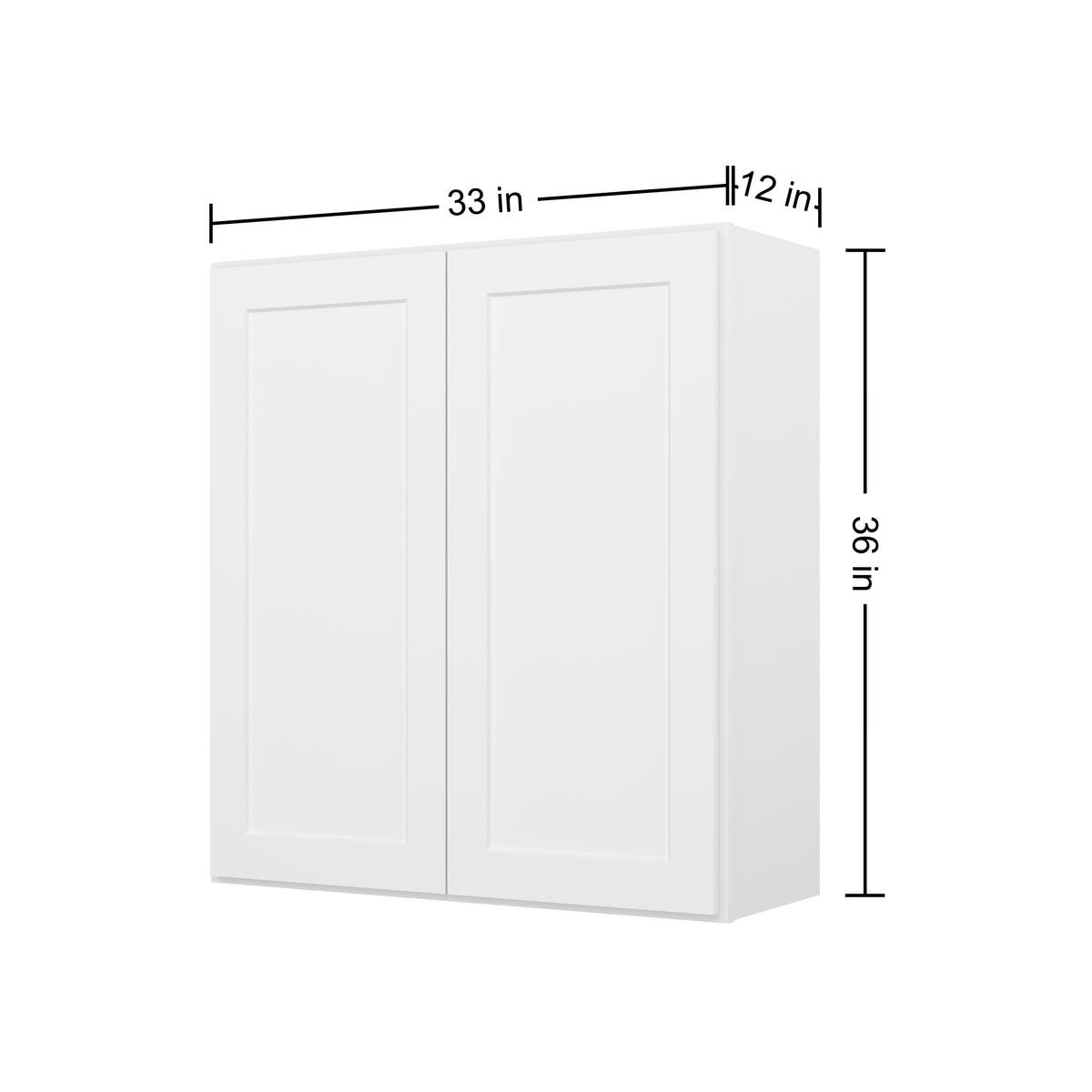 HOMLUX Easy-DIY 33-in W x 12-in D x 42-in H in Shaker White Ready to Assemble Wall  Kitchen Cabinet 2 Door-3 Shelves
