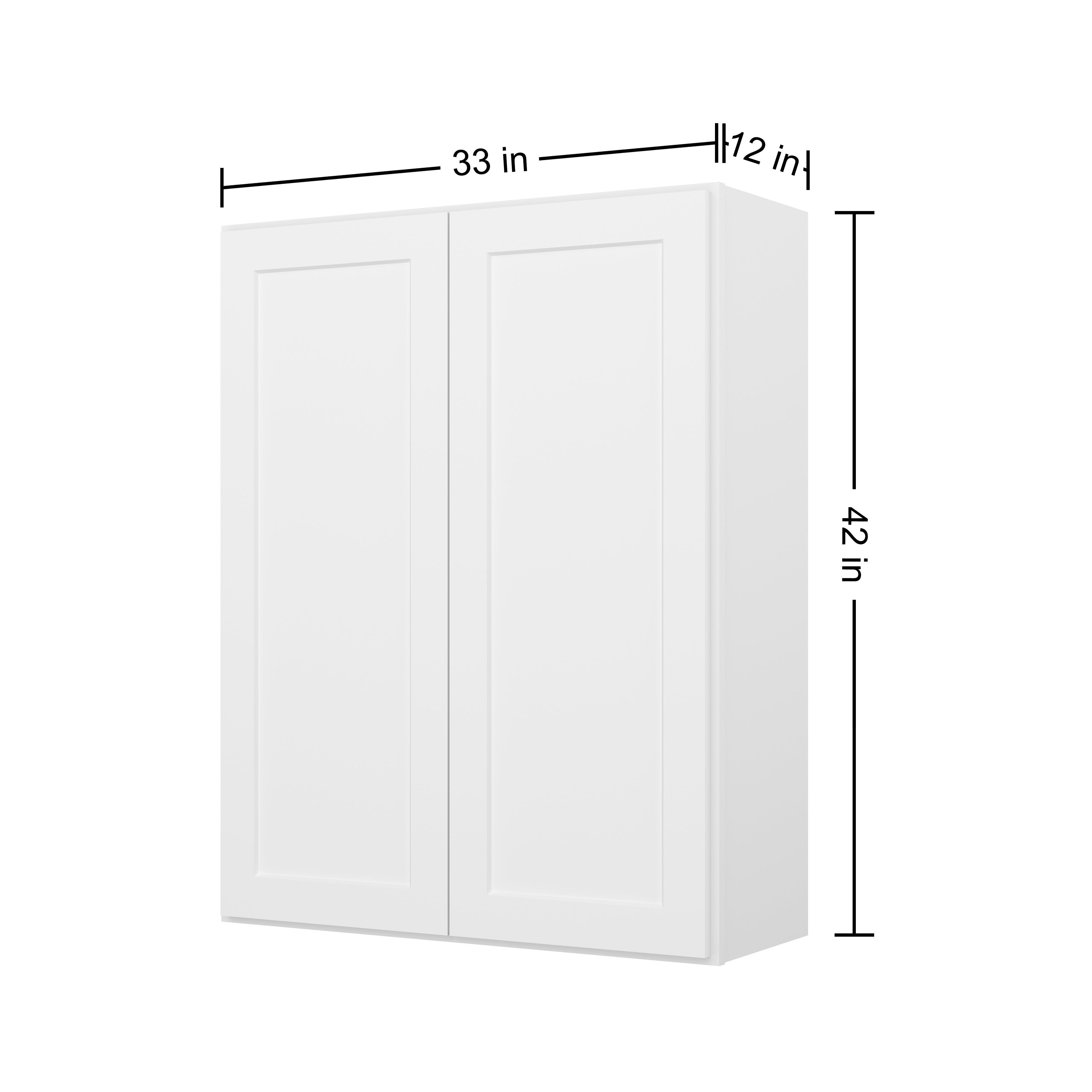 HOMLUX Easy-DIY 33-in W x 12-in D x 42-in H in Shaker White Ready to Assemble Wall  Kitchen Cabinet 2 Door-3 Shelves