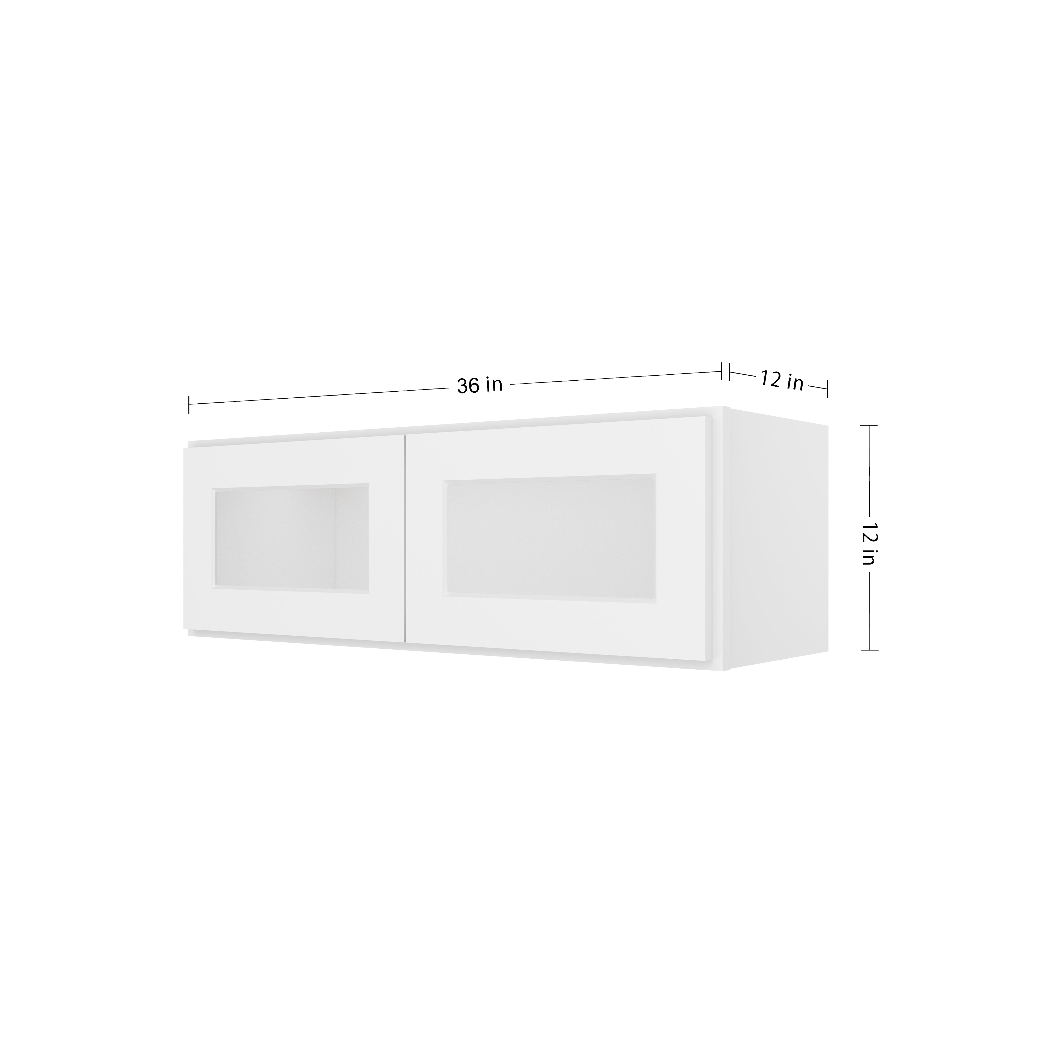 Easy-DIY 36-in W x 12-in D x 12-in H in Shaker White Ready to Assemble Wall Kitchen Cabinet Glass NOT Included