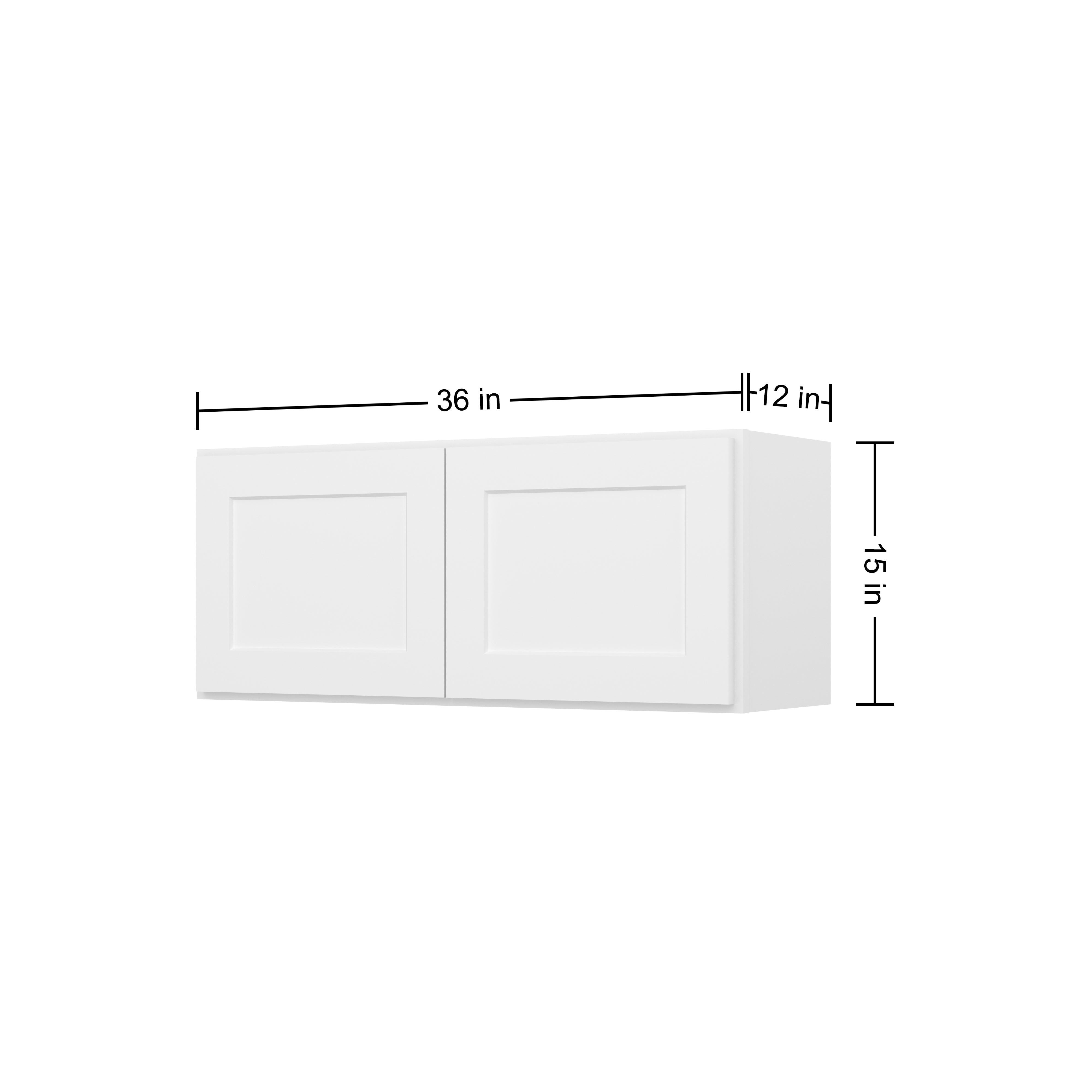 HOMLUX Easy-DIY 36-in W x 12-in D x 15-in H in Shaker White Ready to Assemble Wall Kitchen Cabinet 2 Doors
