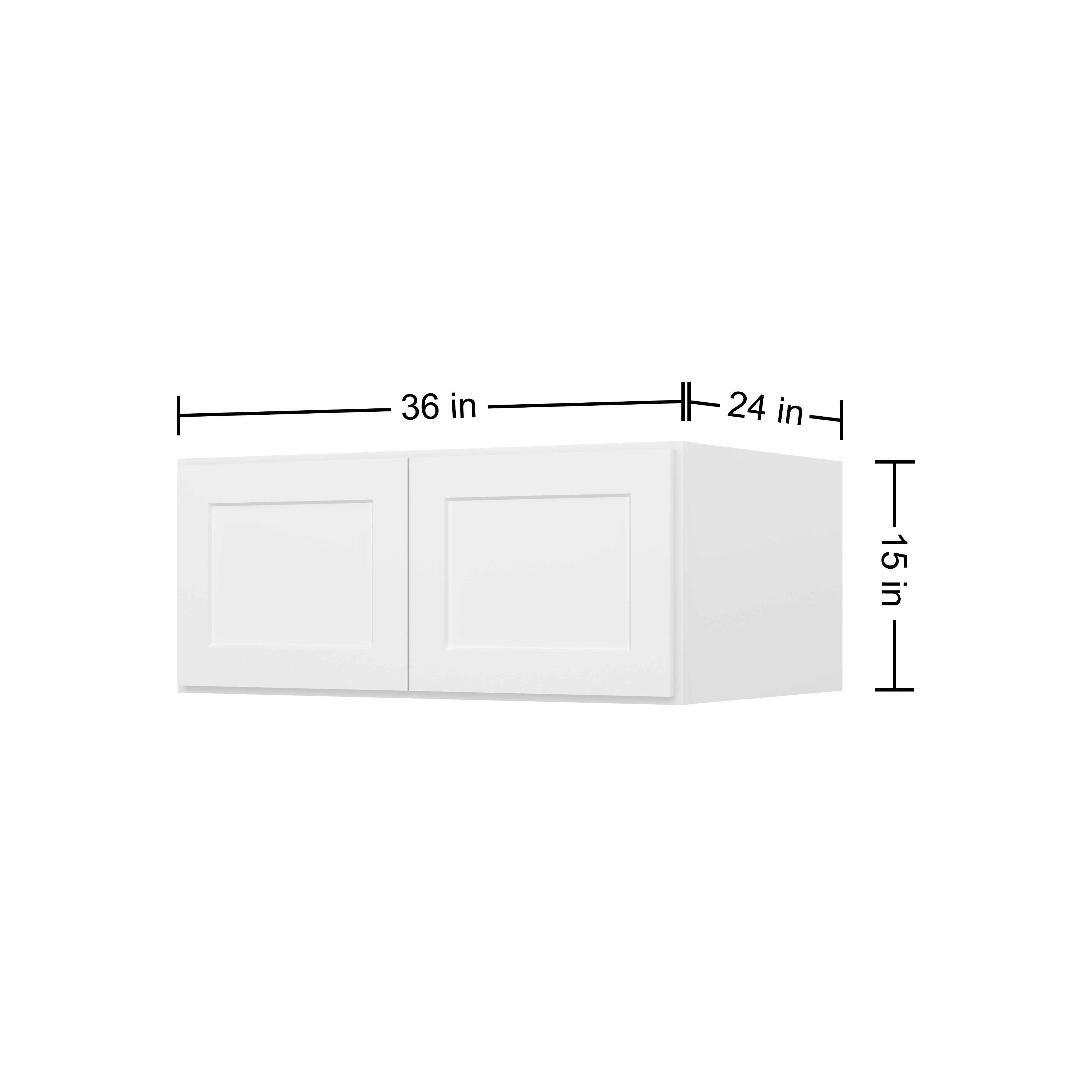 HOMLUX Easy-DIY 36-in W x 24-in D x 15-in H in Shaker White Ready to Assemble Wall Refrigerator Kitchen Cabinet with 2 Doors