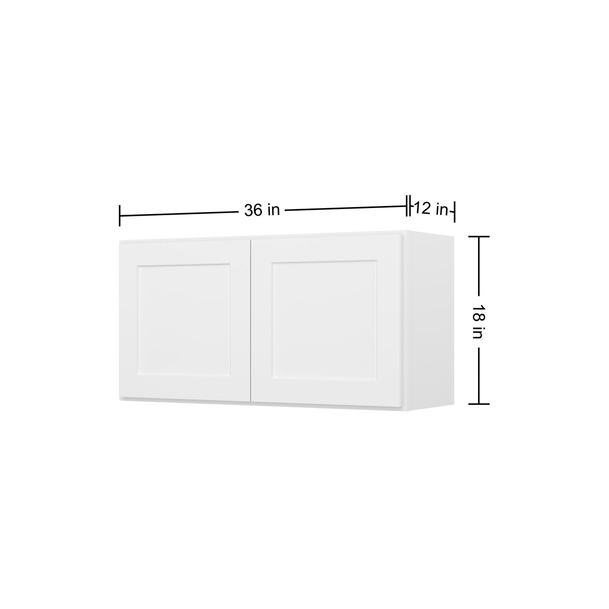 HOMLUX Easy-DIY 36-in W x 12-in  D x 42-in H in Shaker White Ready to Assemble Wall Kitchen Cabinet 2 Doors-3 Shelves