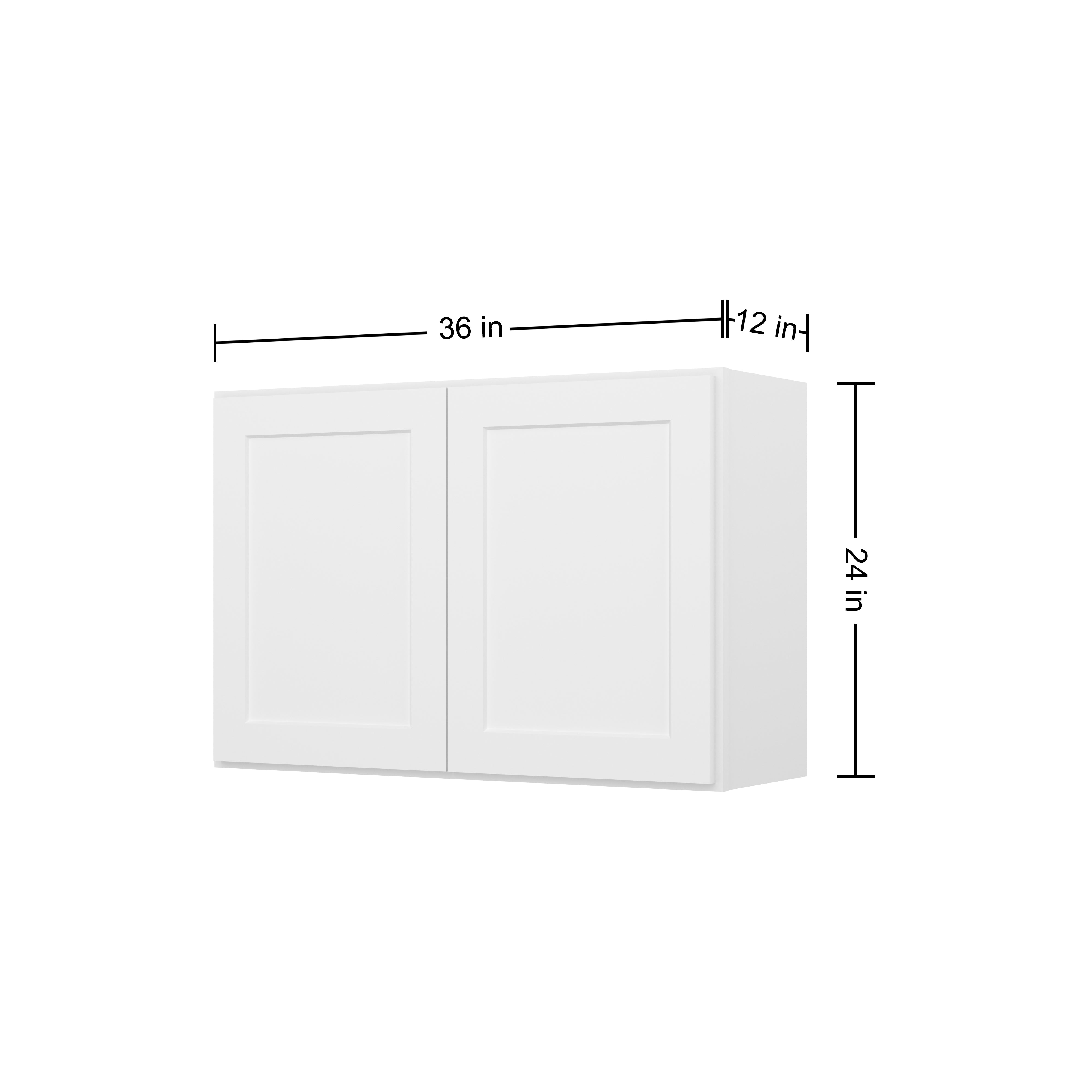 HOMLUX Easy-DIY 36-in W x 12-in  D x 42-in H in Shaker White Ready to Assemble Wall Kitchen Cabinet 2 Doors-3 Shelves