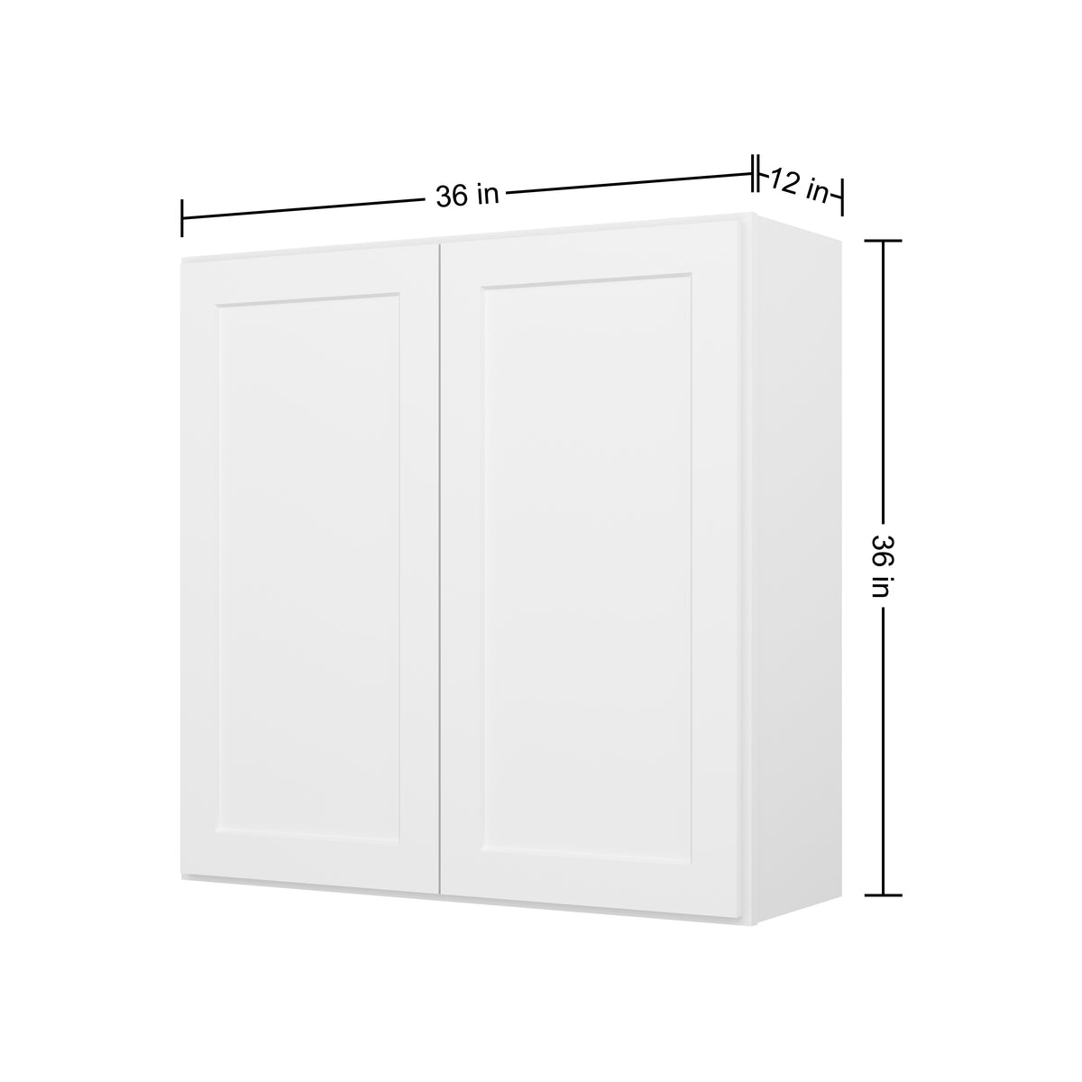 HOMLUX Easy-DIY 36-in W x 12-in  D x 42-in H in Shaker White Ready to Assemble Wall Kitchen Cabinet 2 Doors-3 Shelves