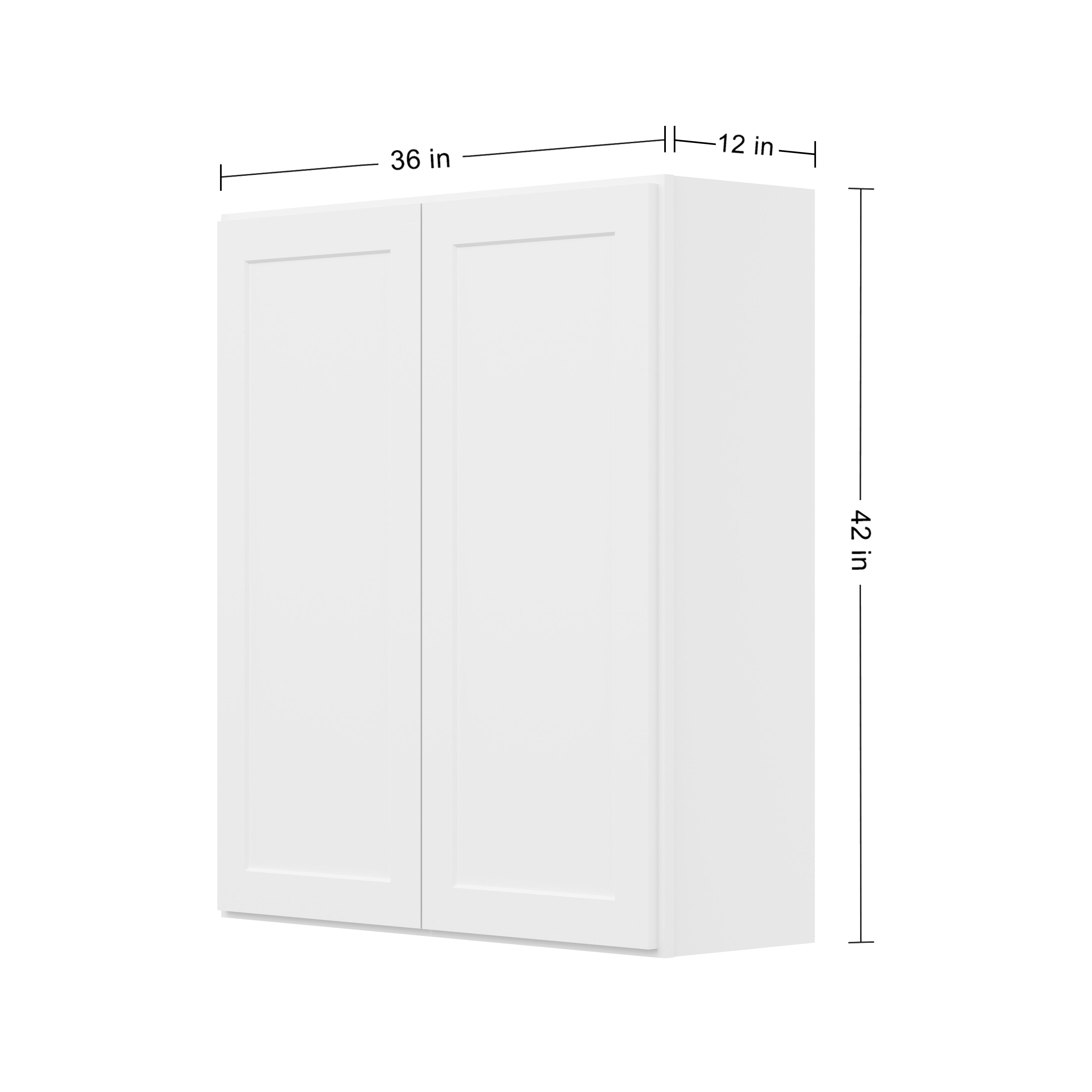 HOMLUX Easy-DIY 36-in W x 12-in  D x 42-in H in Shaker White Ready to Assemble Wall Kitchen Cabinet 2 Doors-3 Shelves