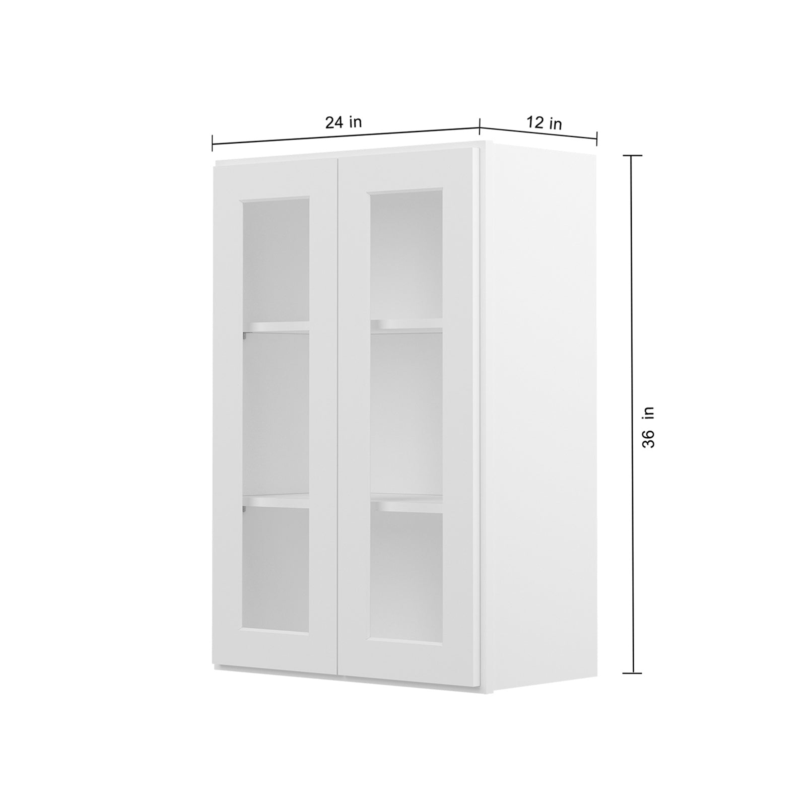 HOMLUX Easy DIY  24-in W x 12-in D x 42-in H in Royal White Plywood Ready to Assemble Wall Kitchen Cabinet Glass NOT included