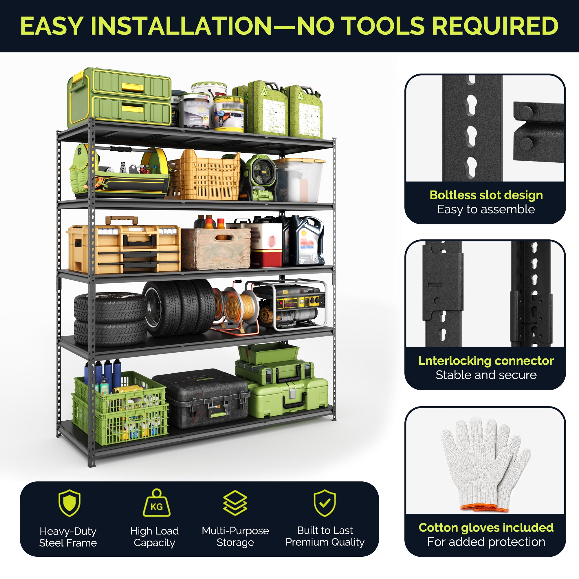 5-Tier Adjustable Heavy Duty Metal Shelving Unit
