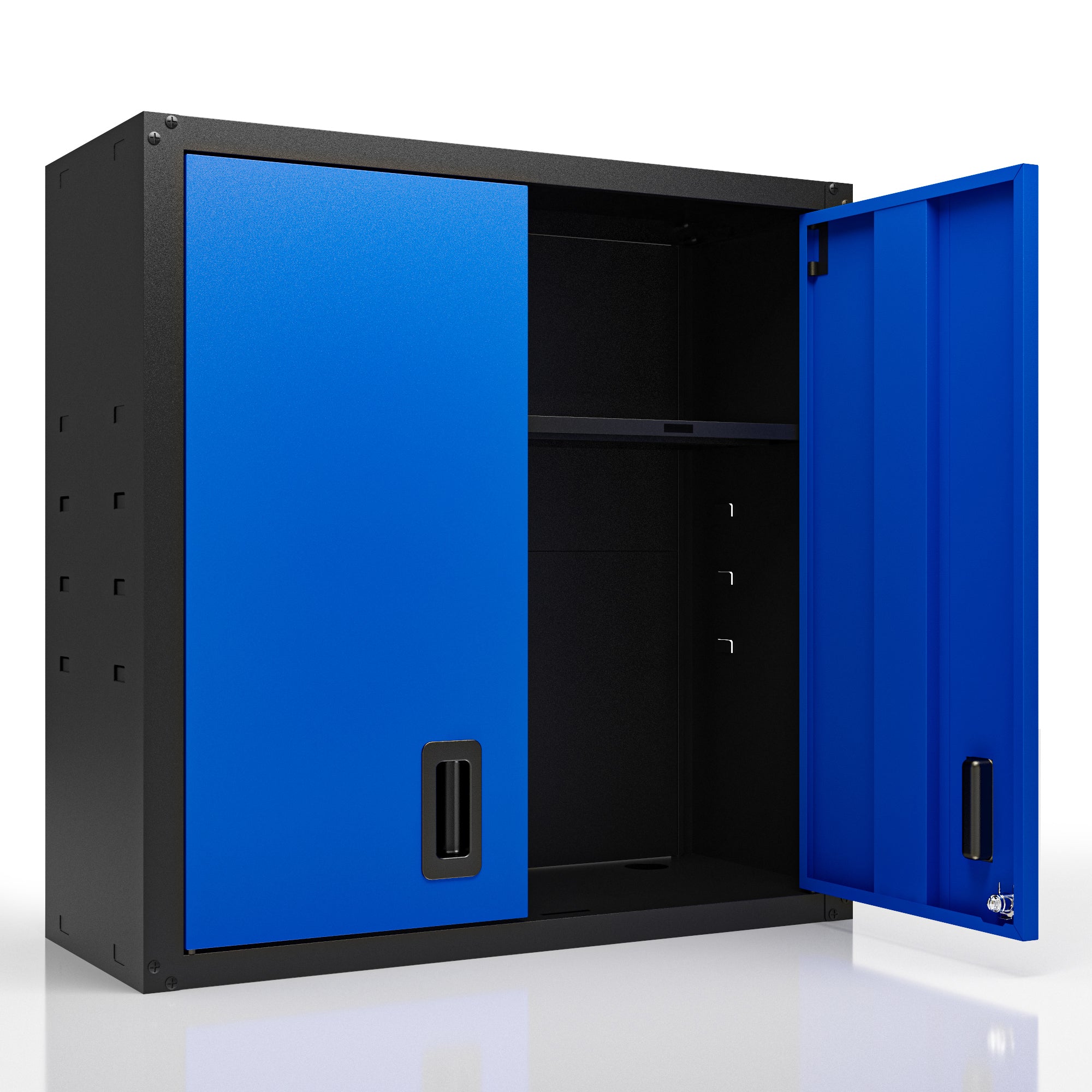 Garage Wall Mounted Storage Cabinet with Two Doors and One Shelf Lockable Metal Wall Cabinet Hanging Tool Cabinet for Garage Utility Room
