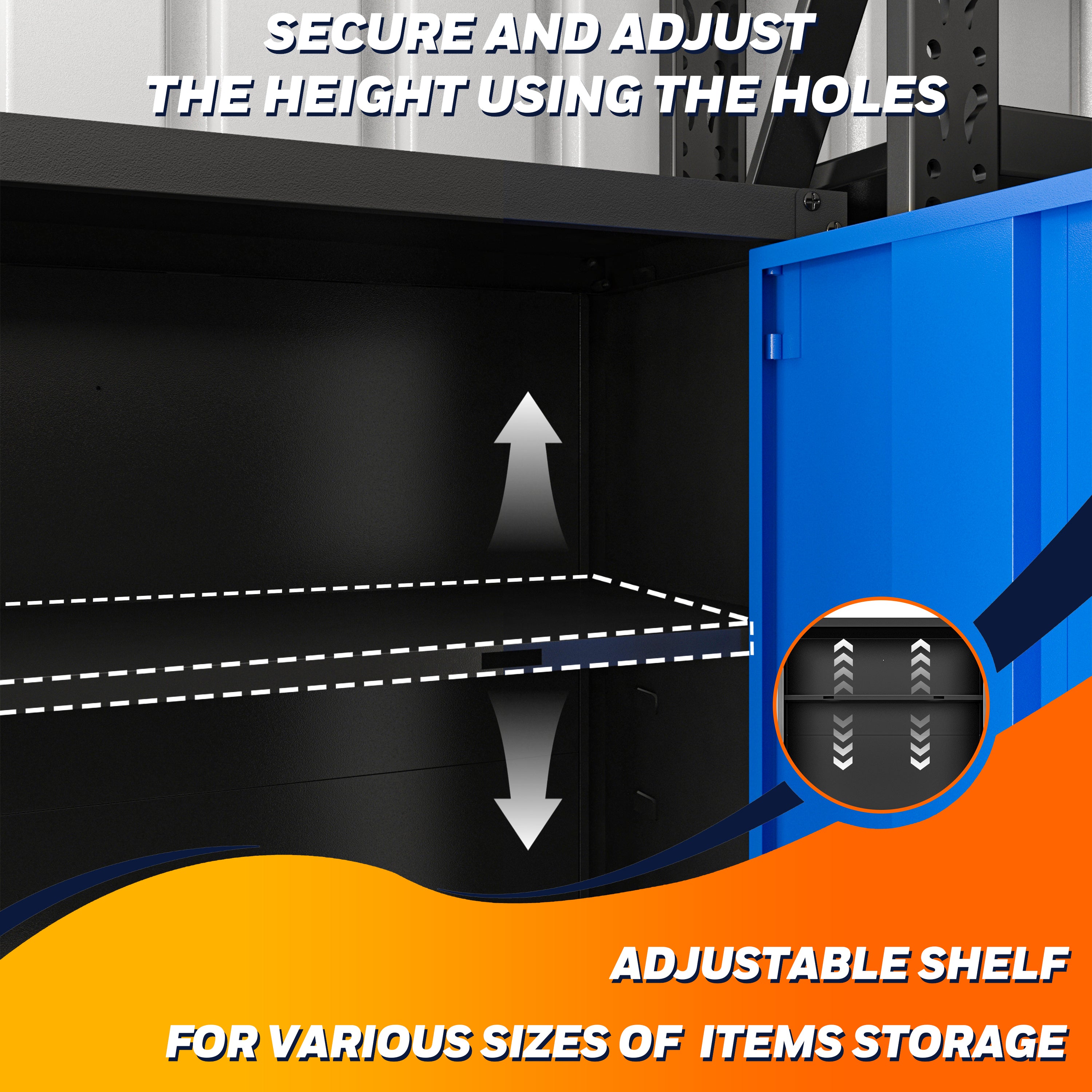 Garage Wall Mounted Storage Cabinet with Two Doors and One Shelf Lockable Metal Wall Cabinet Hanging Tool Cabinet for Garage Utility Room
