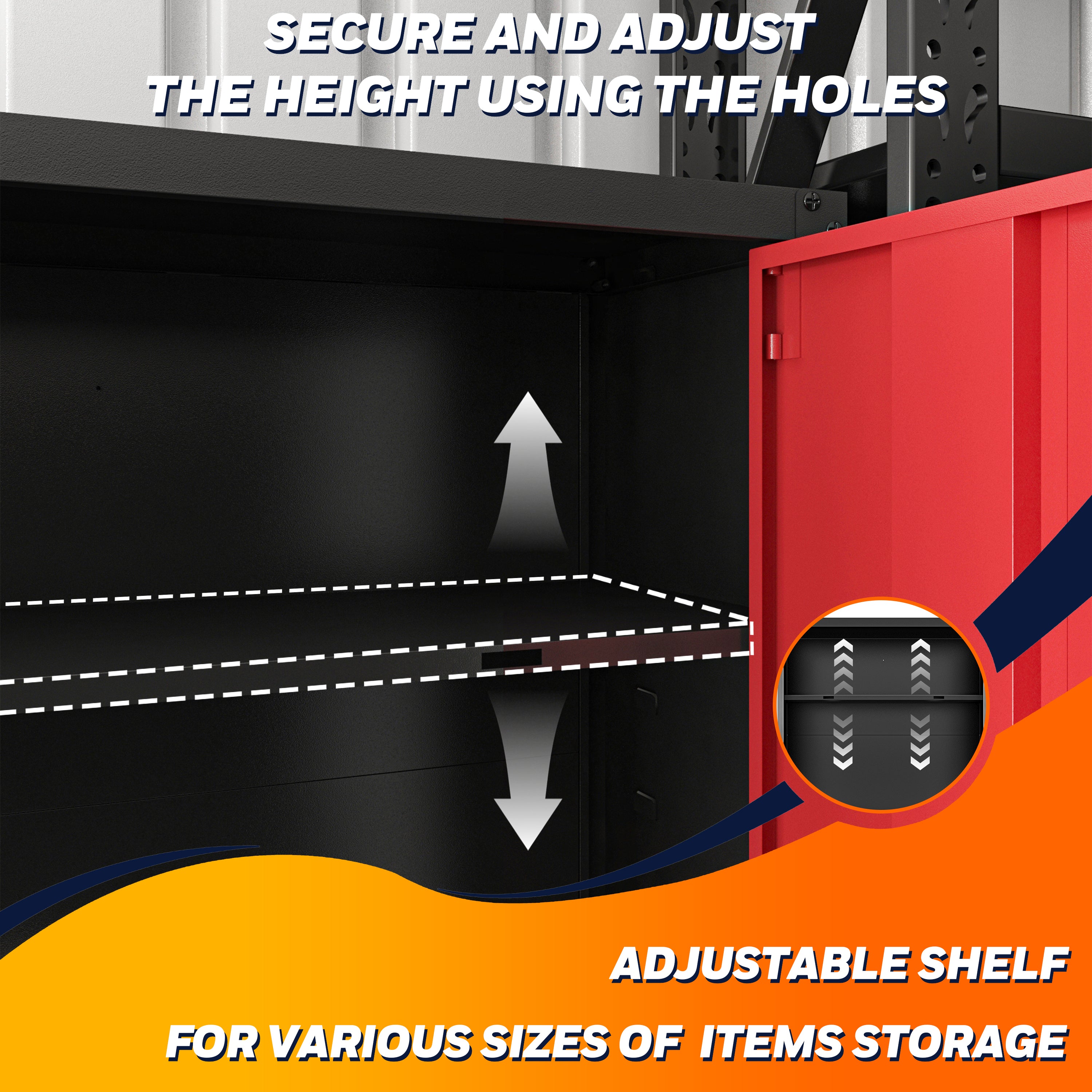 Garage Wall Mounted Storage Cabinet with Two Doors and One Shelf Lockable Metal Wall Cabinet Hanging Tool Cabinet for Garage Utility Room