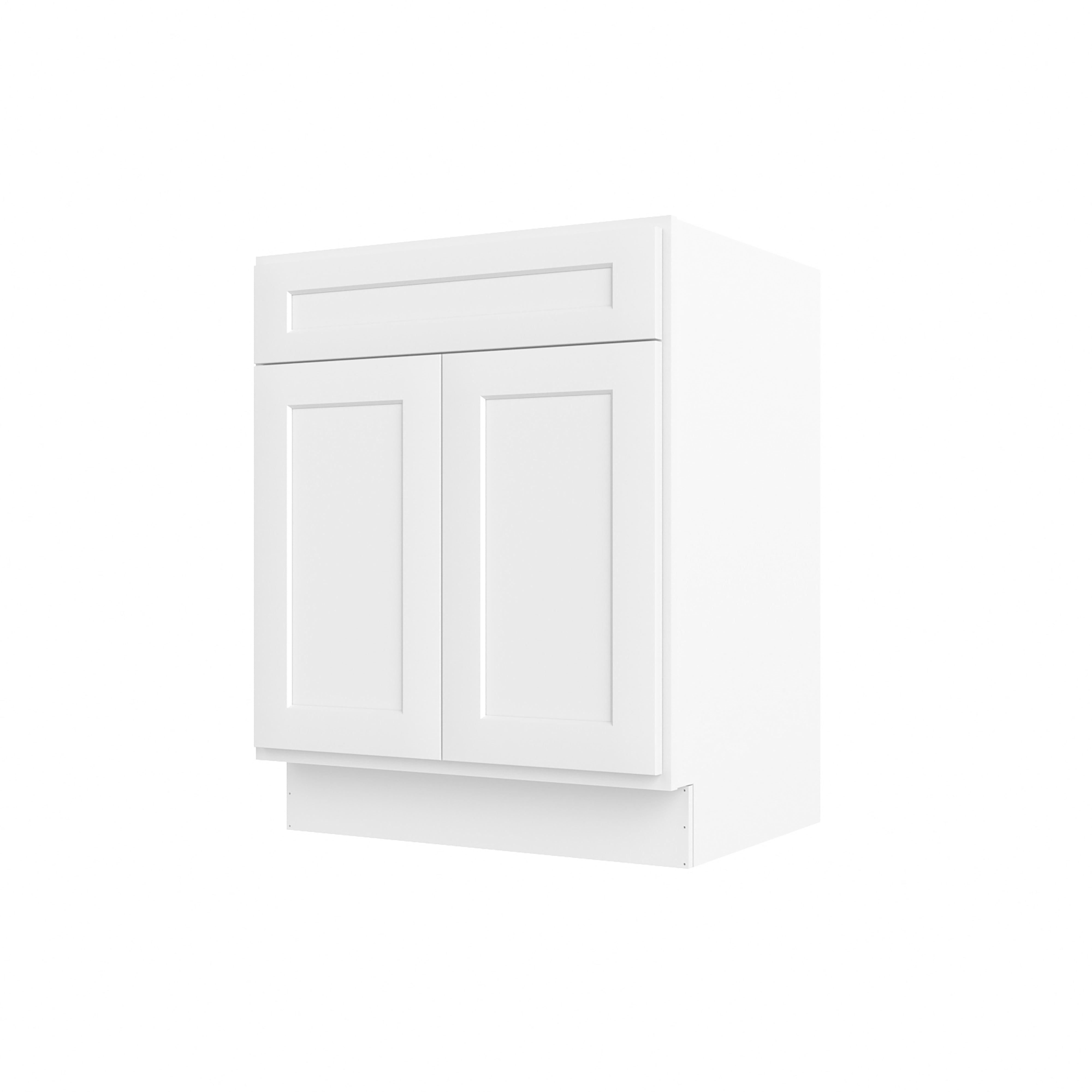 Camlock 27 in. W x 21 in. D x 34.5 in. H Ready to Assemble Bath Vanity Cabinet without Top in Shaker White