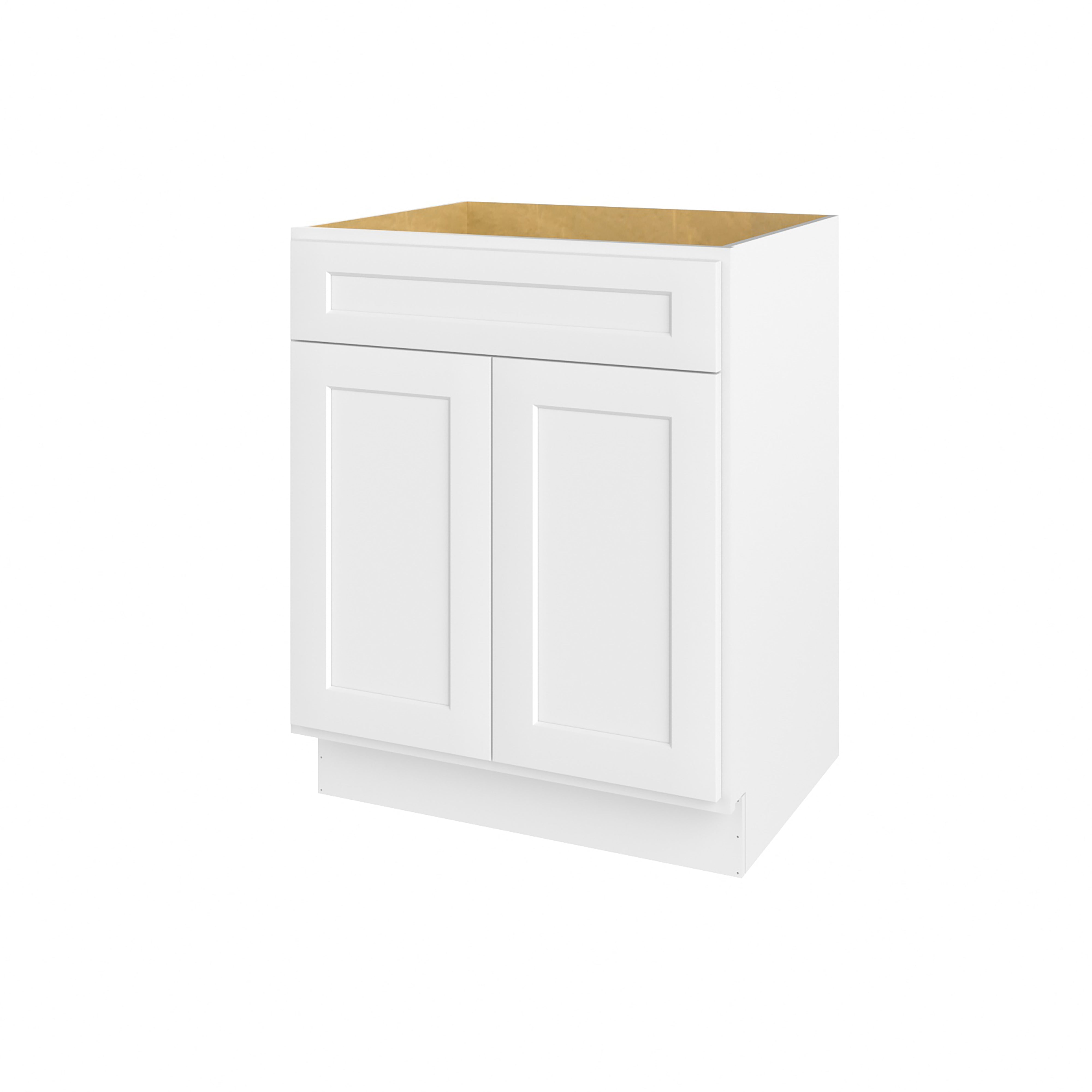 Camlock 27 in. W x 21 in. D x 34.5 in. H Ready to Assemble Bath Vanity Cabinet without Top in Shaker White