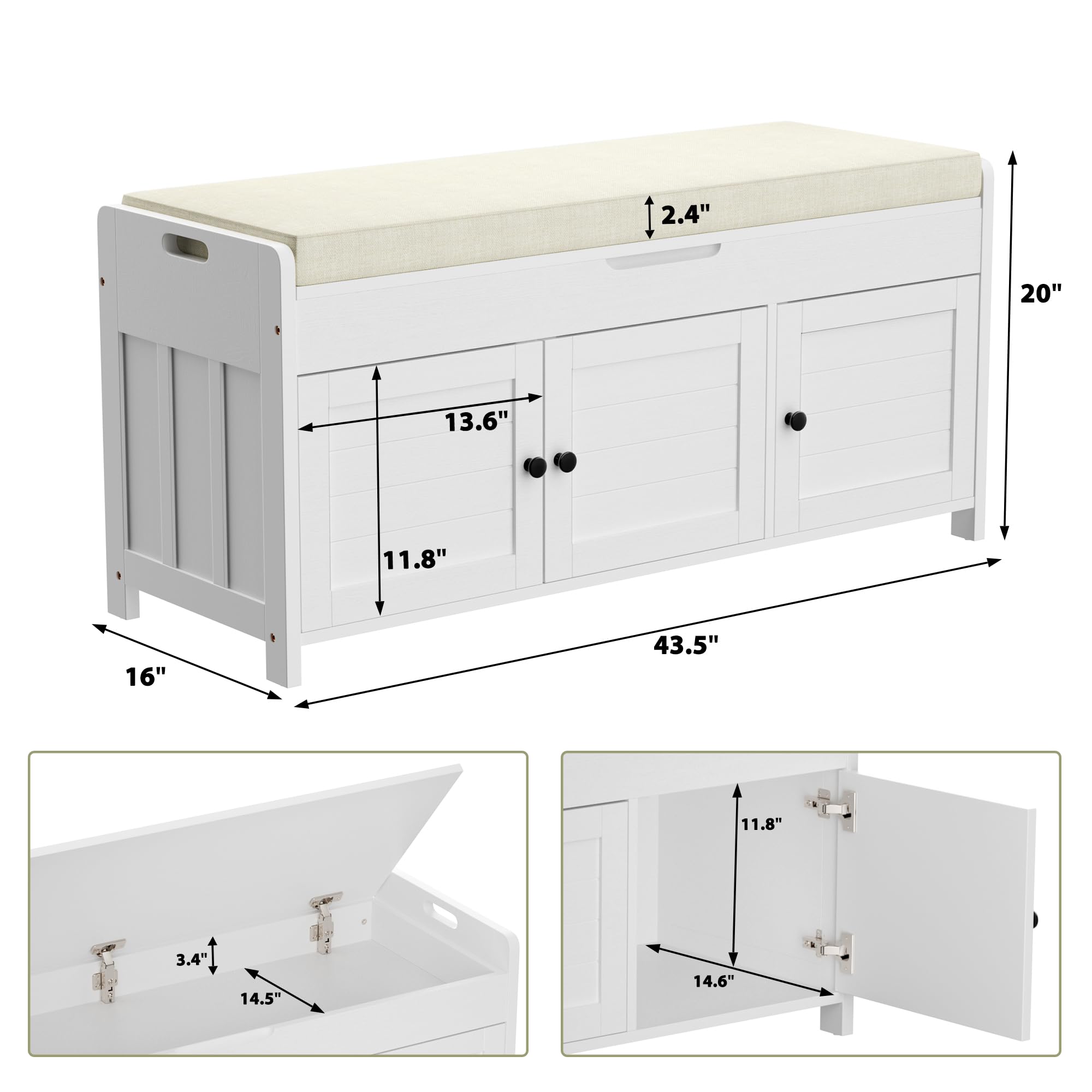 Shoe Storage Bench with Doors
