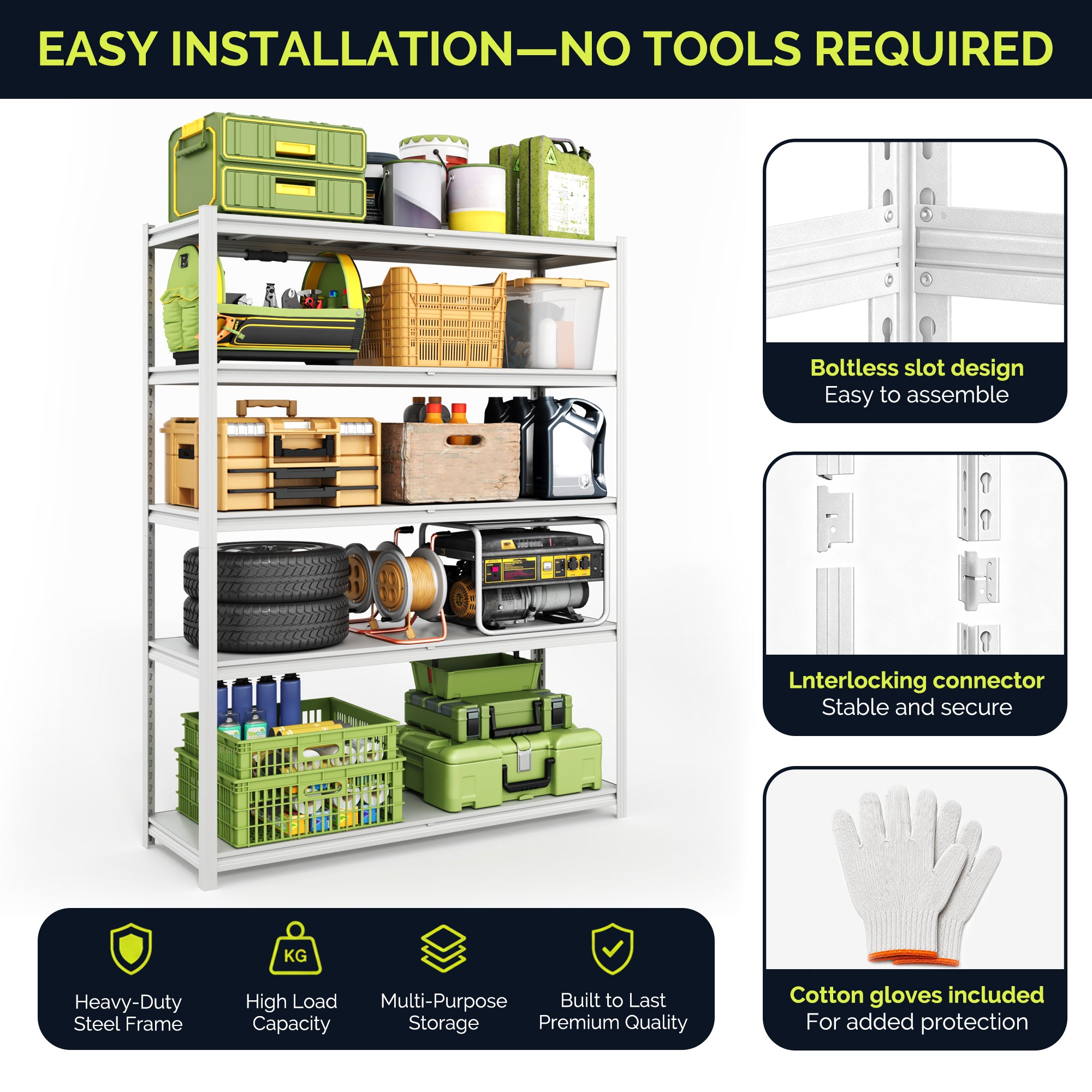 5-Tier Concealed-Post Metel Shelving Unit