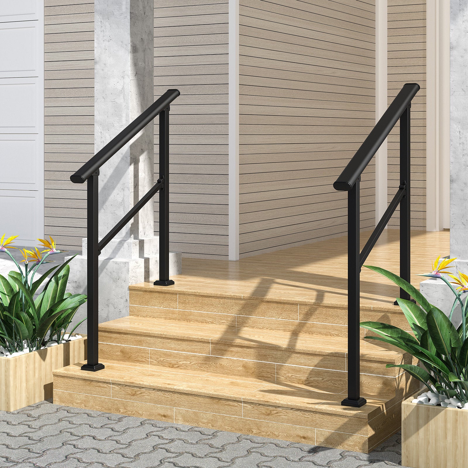 Hand Rails for Outdoor Steps, Wrought Iron Railing, Porch And Stair Railing Kit