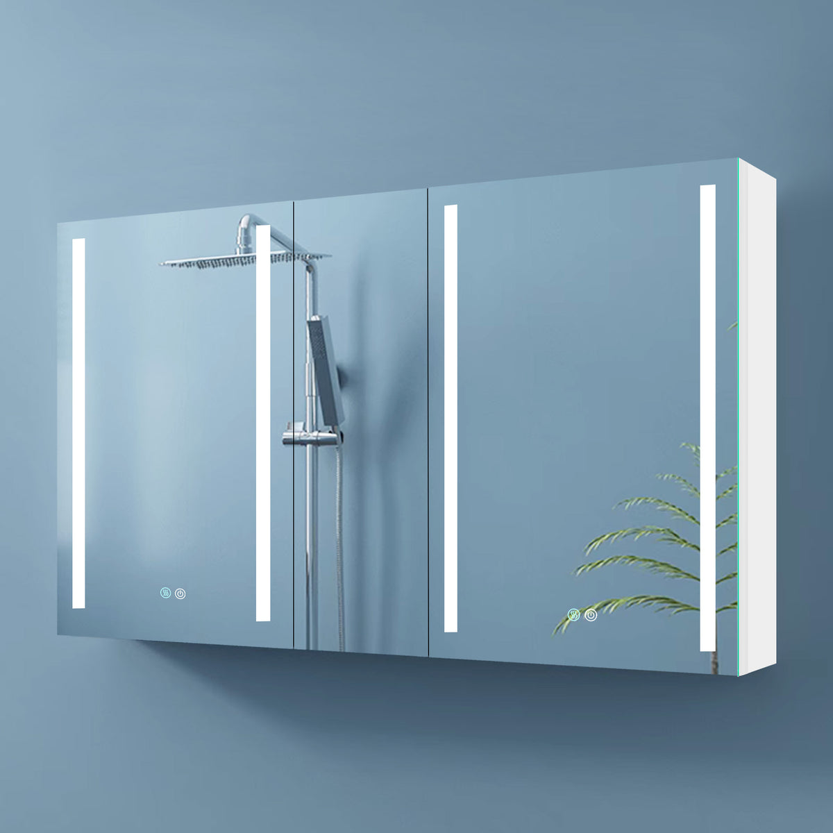 50x30 Inch LED Bathroom Medicine Cabinet Surface Mount Double Door Lighted Medicine Cabinet, Medicine Cabinets for Bathroom with Mirror Defogging, Dimmer White