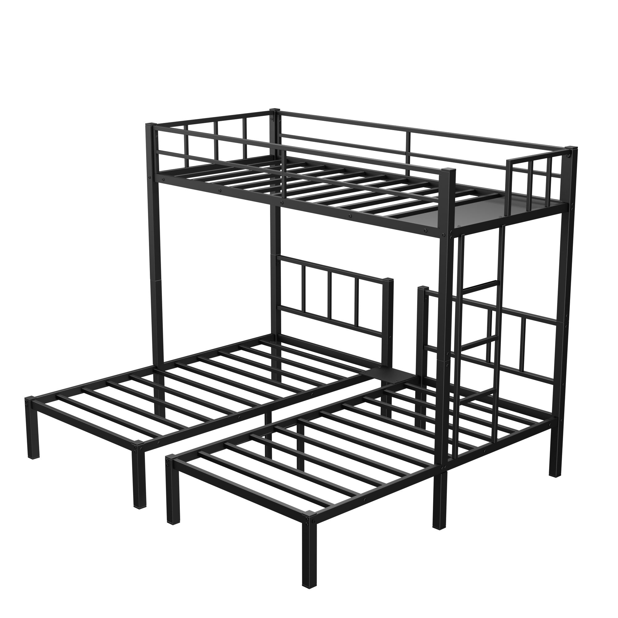 Twin over Twin & Twin Bunk Beds for 3, Twin XL over Twin & Twin Bunk Bed Metal Triple Bunk Bed, Black(Pre-sale date: October 31st)