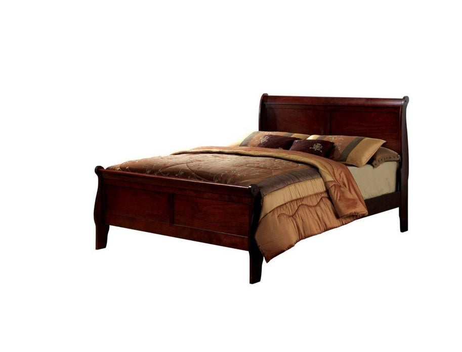Queen Size Bed Cherry Louis Phillipe Solidwood 1pc Bed Bedroom Sleigh Bed Bedroom Furniture