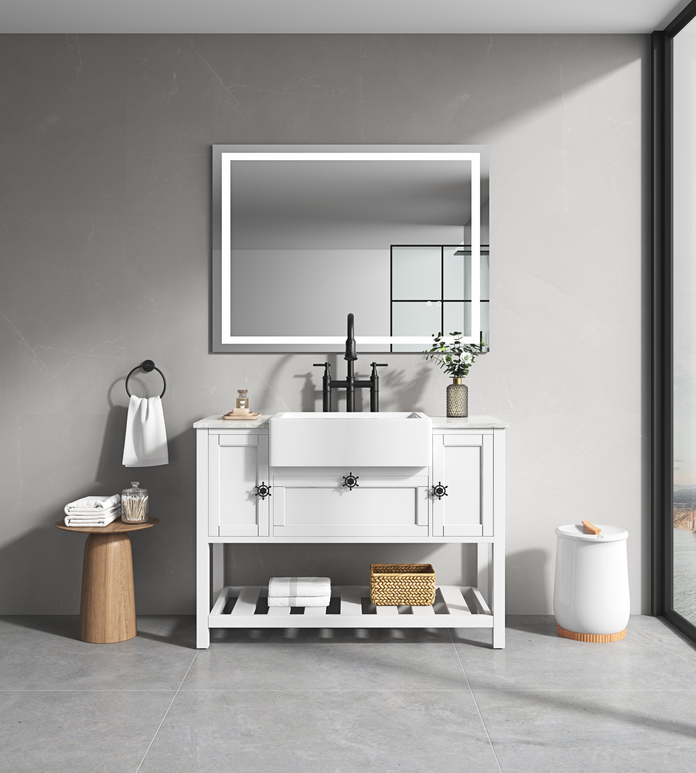 LED Bathroom Mirror  48 "x  36 " with Front and Backlight, Large Dimmable Wall Mirrors with Anti-Fog, Shatter-Proof, Memory, 3Colors, LED Vanity Mirror