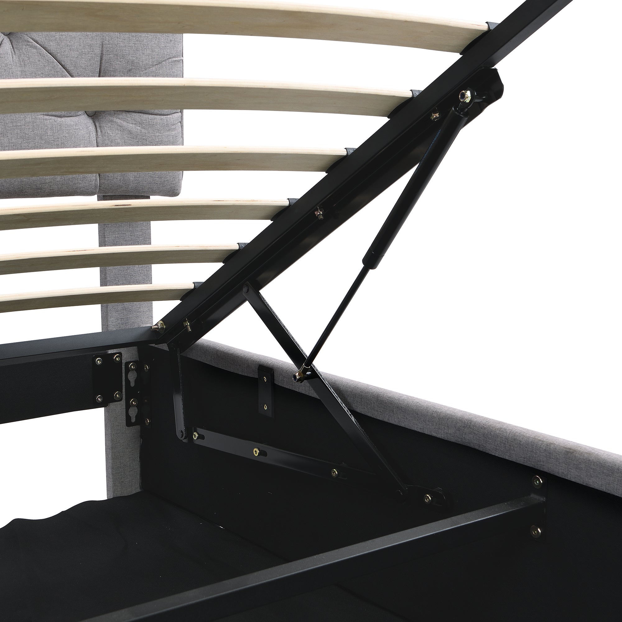 Full Size Upholstered Bed with Hydraulic Storage System and LED Light, Modern Platform Bed with Button-tufted Design Headboard, Gray