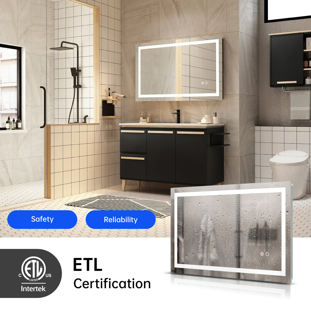 Tacmodo LED Lighted Bathroom Wall Mounted Mirror with High Lumen Anti-Fog Separately Control Dimmer Function