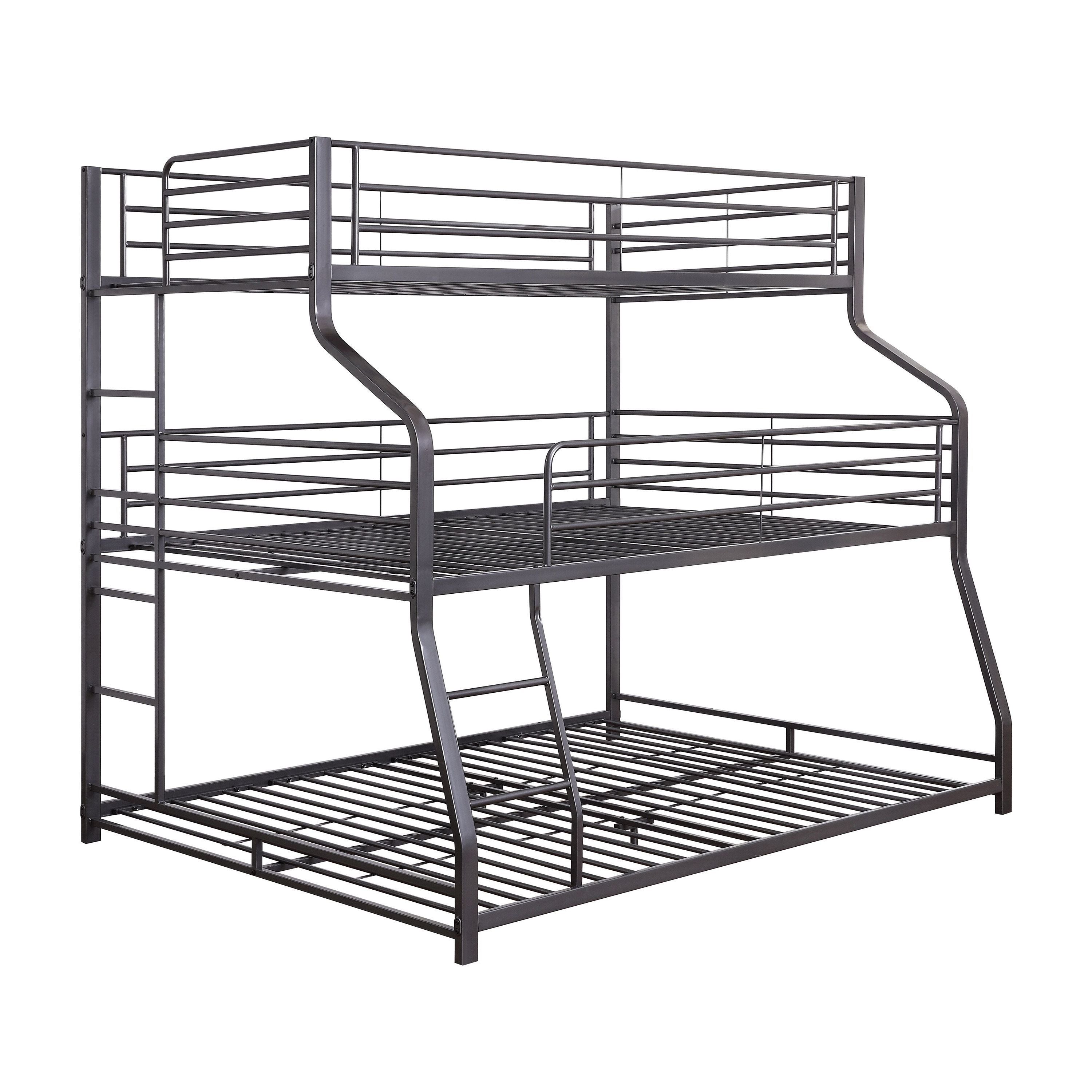 Caius II Bunk Bed - Triple Twin/Full/Queen in Gunmetal 37450