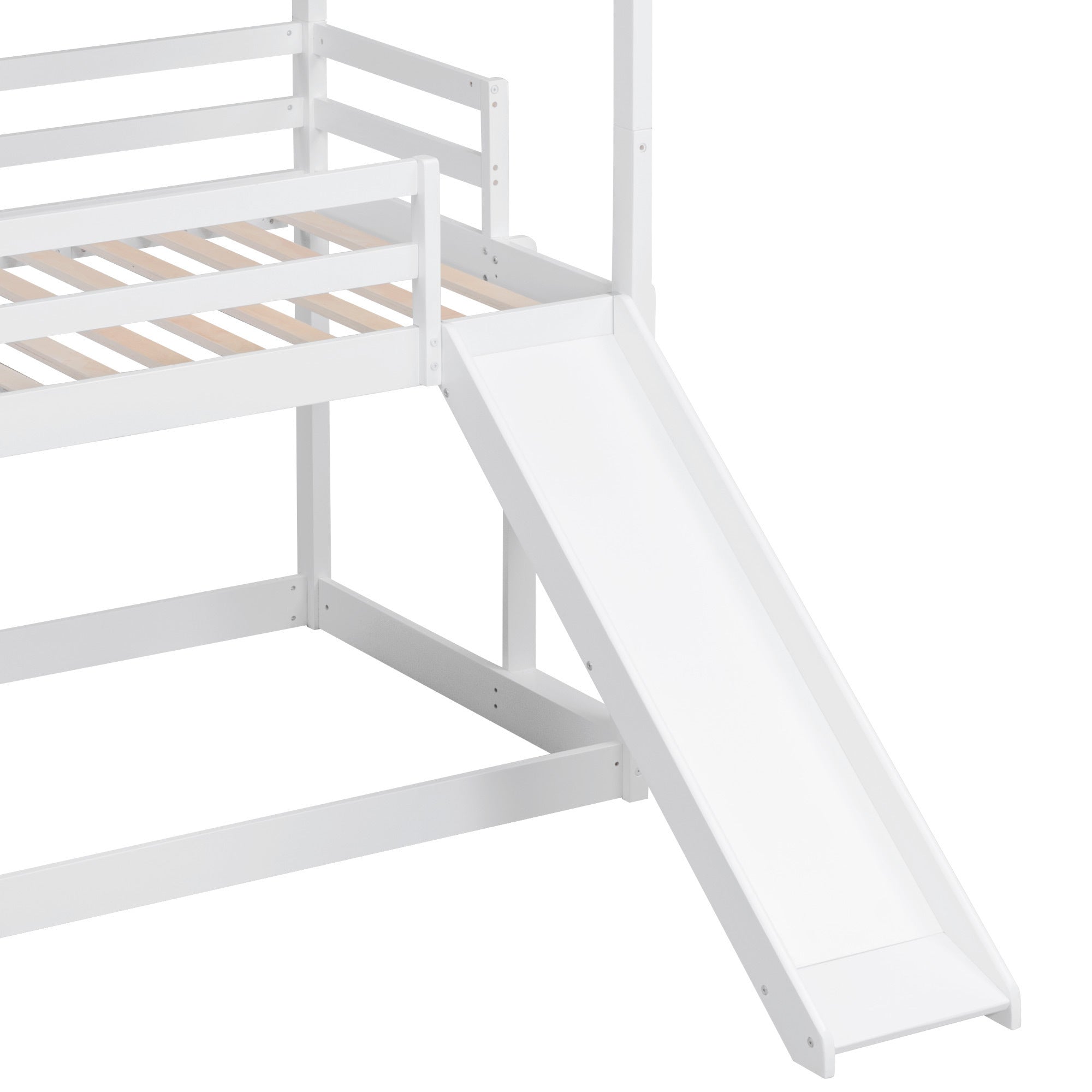 Twin over Twin over Twin Adjustable Triple Bunk Bed with Ladder and Slide, White (OLD SKU:SM000508AAK-1)
