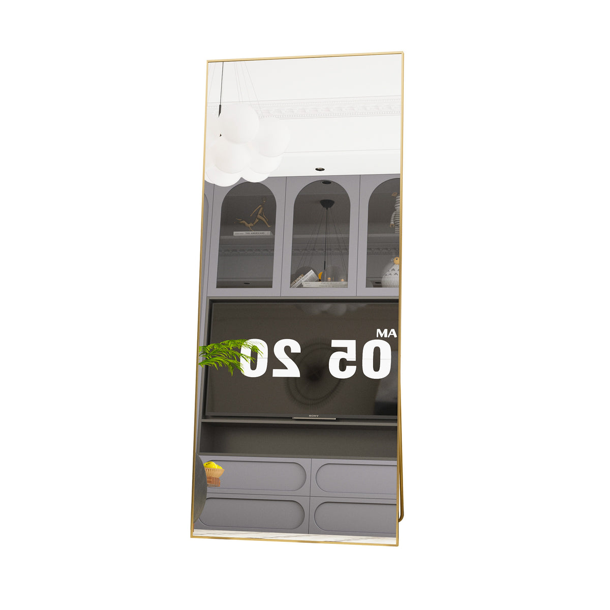 square rounded corners  Full Length Mirror Floor Mirror Hanging Standing or Leaning, Bedroom Mirror Wall-Mounted Mirror Dressing Mirror with Gold Aluminum Alloy Frame,"71"×"32"
