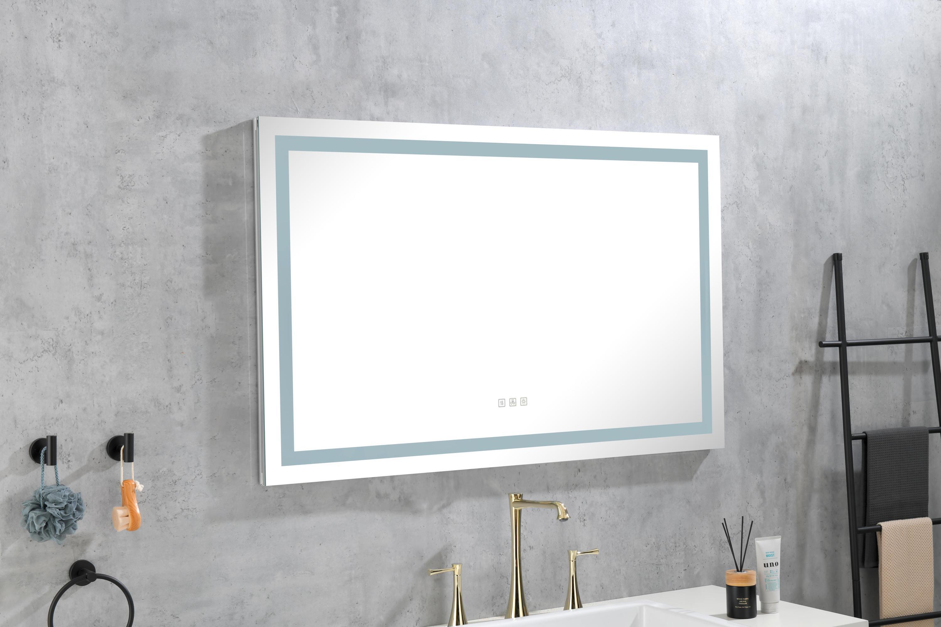 LED Bathroom Mirror  48 "x  36 " with Front and Backlight, Large Dimmable Wall Mirrors with Anti-Fog, Shatter-Proof, Memory, 3Colors, LED Vanity Mirror