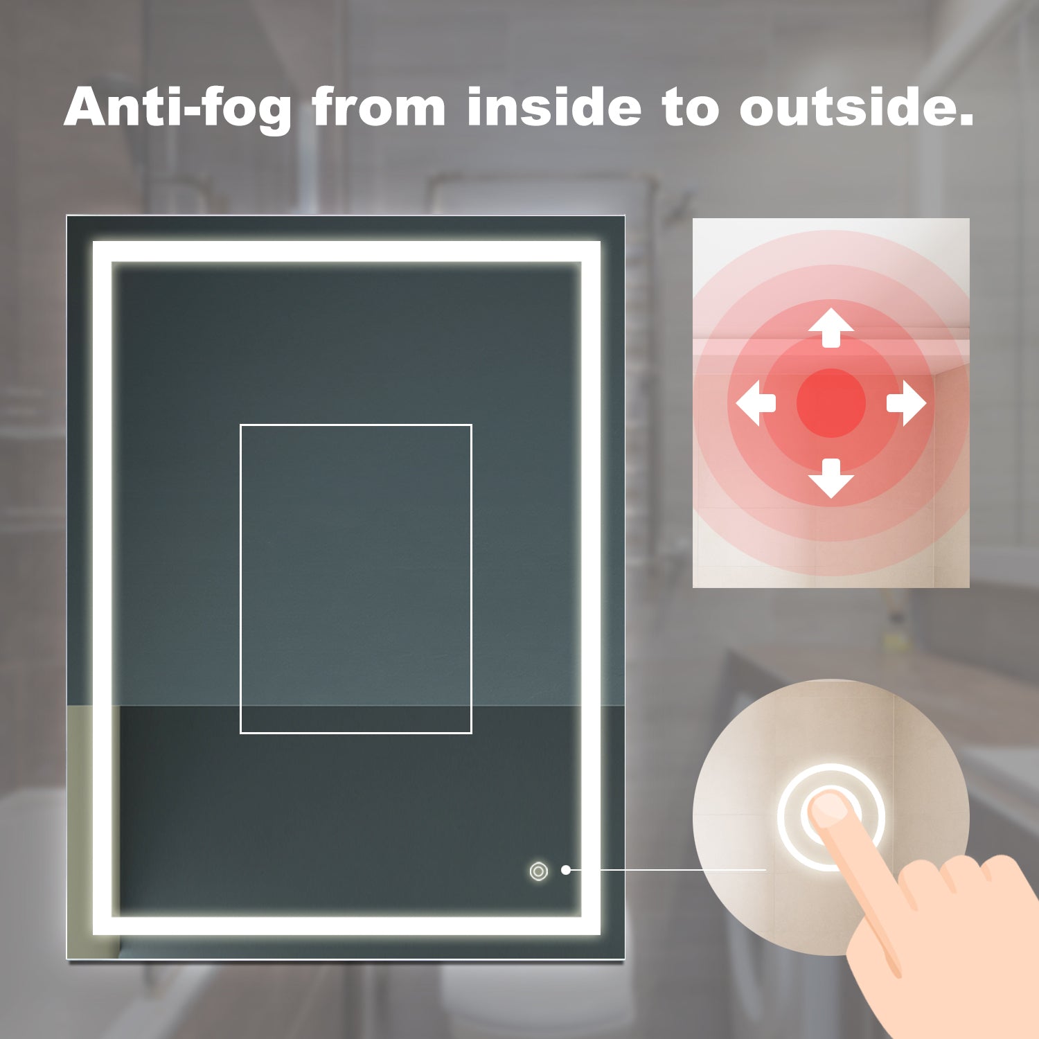 Bathroom Led Classy Vanity Mirror with High Lumen,Dimmable Touch,Wall Switch Control, Anti-Fog ,CRI 90 Adjustable 3000K-4500K-6000K ,IP54 Waterproof Energy saving Vertical & Horizontal