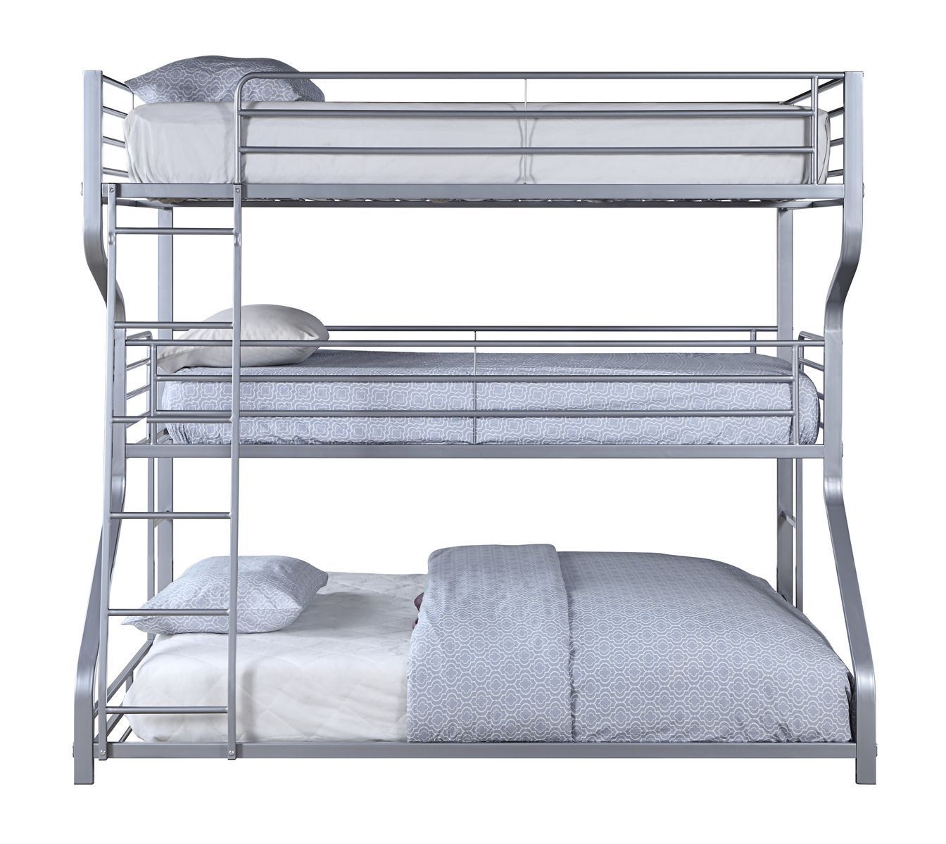 Caius II Bunk Bed - Triple Twin/Full/Queen, Silver (1Set/2Ctn) 37790