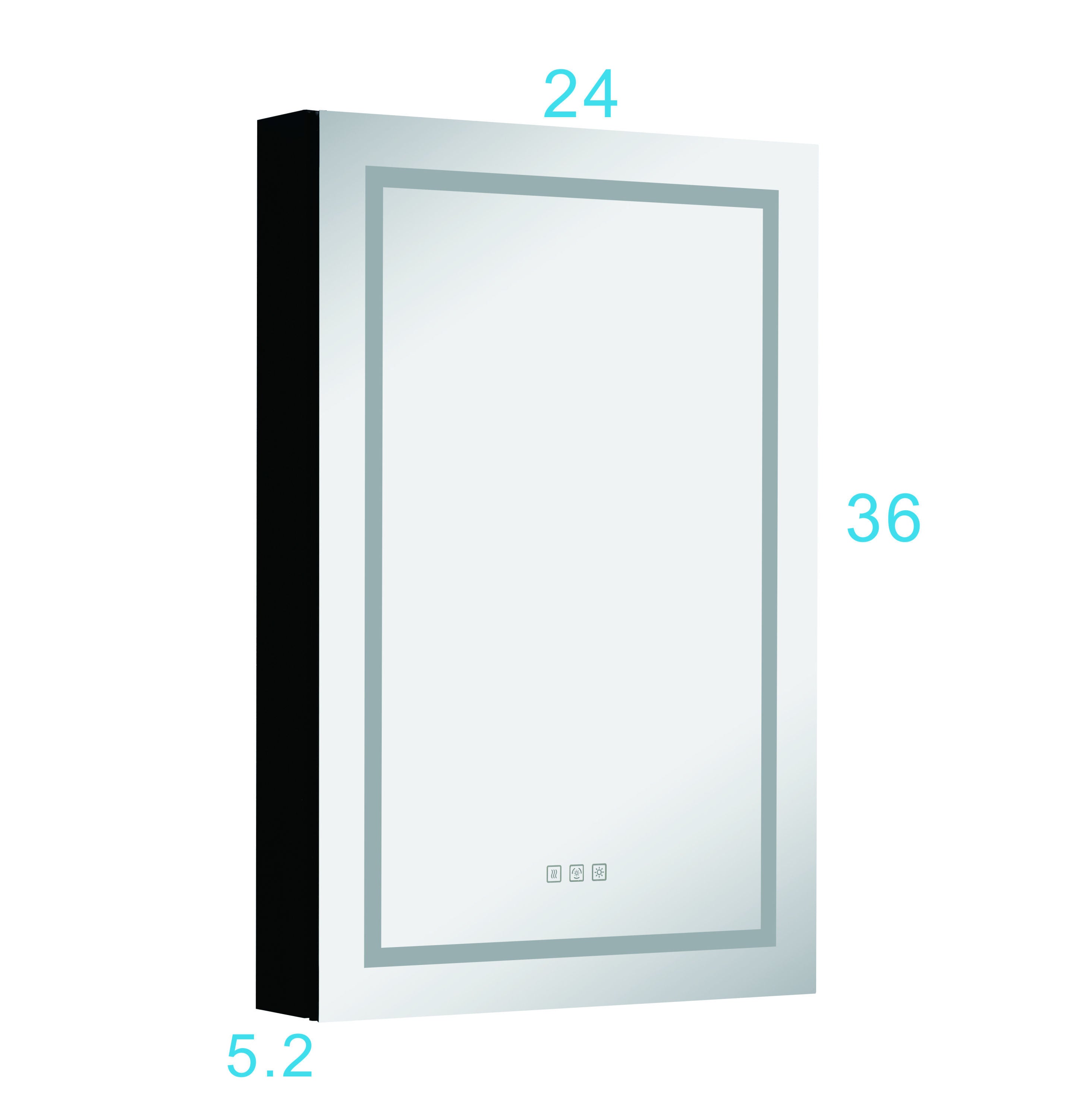 LED Lighted Bathroom Medicine Cabinet with Mirror, Surface Lighted Medicine Cabinet,Dimmable,Adjustable Shelves,Intelligent Switch Medicine Cabinet, Aluminum Frame,left opening door
