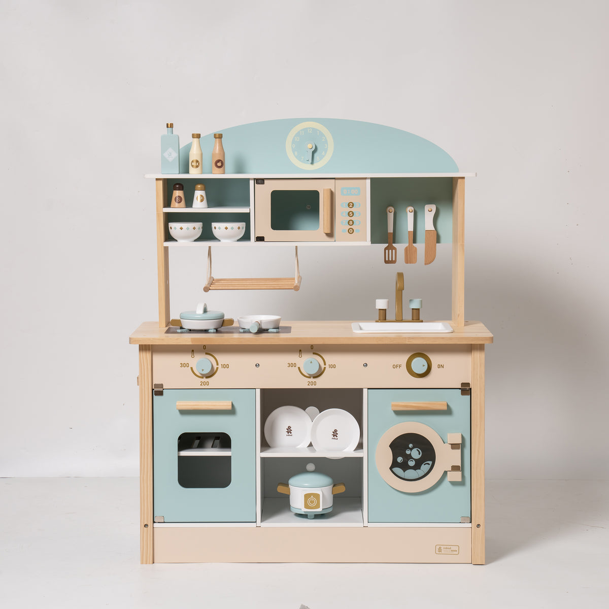 Modern Style Toy Kitchen Set for Boys& Girls 3+, Great Gift for Christmas, Party, Birthday(Blue & Gold)