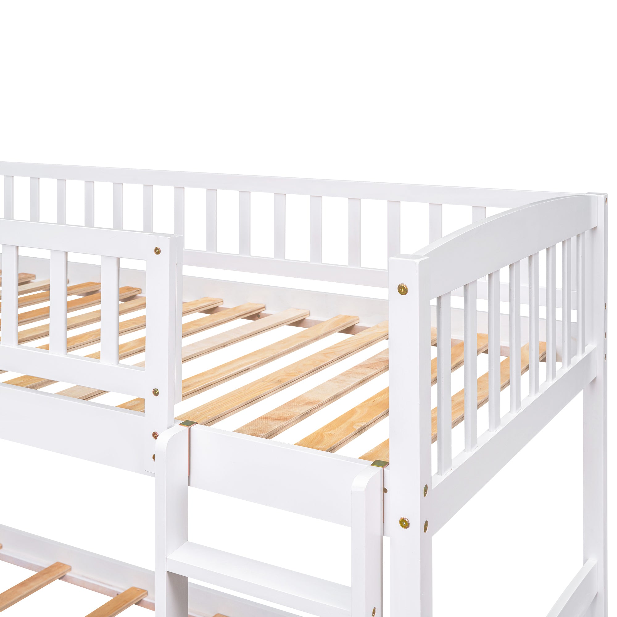 Stairway Twin over Twin Bunk Bed with Two Drawers and Slide, White(OLD SKU :LT000155AAK)