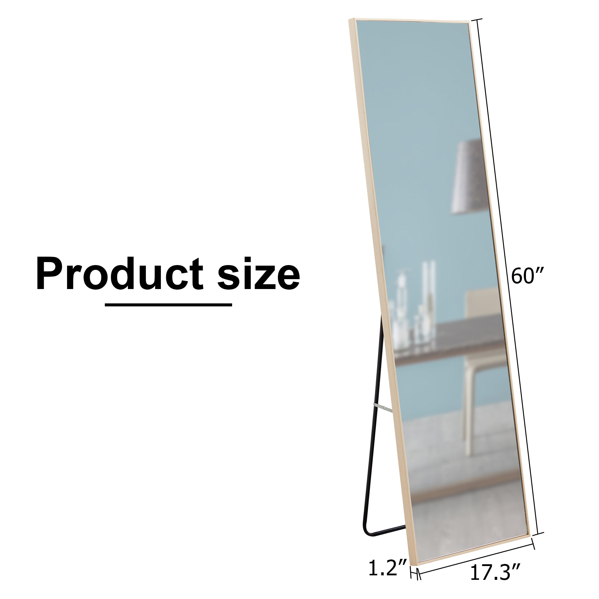 Oak solid wood frame full length mirror, dressing mirror, bedroom entrance, decorative mirror, clothing store, and floor mounted mirror. 60" *17.3"