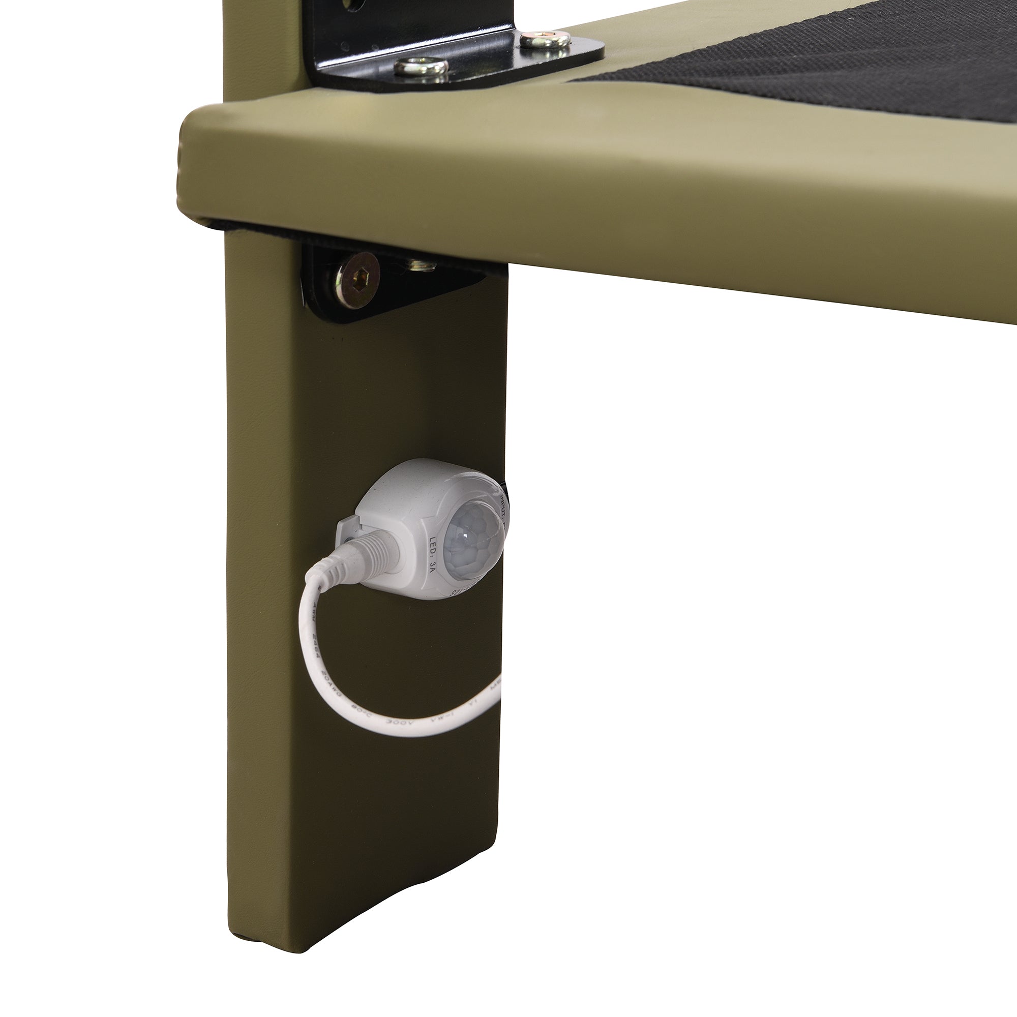 Full Size Upholstery Platform Bed with PU Leather Headboard and Support Legs,Underbed LED Light,Green