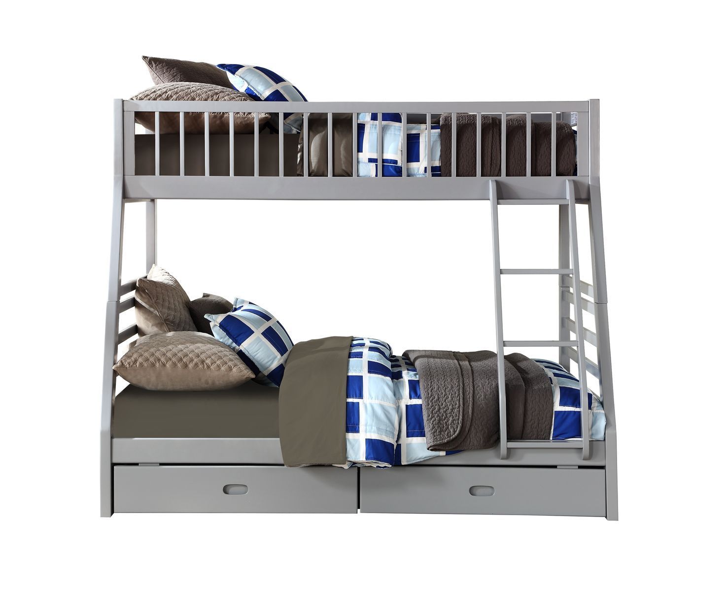 Jason Bunk Bed (Twin/Full & Storage), Gray (1Set/2Ctn) 37840