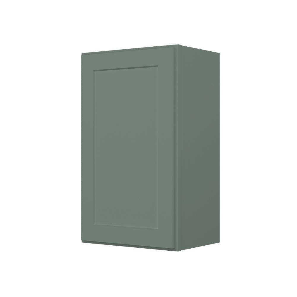 Easy-DIY 18 in. W x 12 in. D x 30 in. H Ready to Assemble Wall Kitchen Cabinet in Shaker Basil 1-Door-2 Shelves